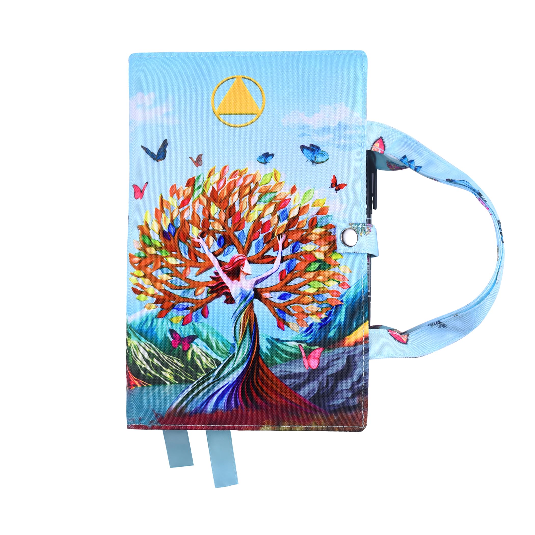 LParkin Soft Canvas AA Big Book Cover with Pockets for Women, Doible AA Book Covers for Hardcover, Fits AA Big Book and 12 Steps & 12 Traditions, Premium Design Sober Women Tree of Life