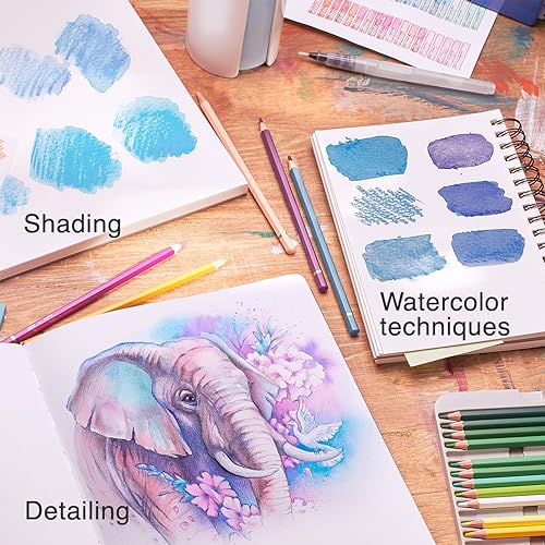 Miniatura 3 de Artisto Lápices de acuarela prémium  Juego de 48, minas de núcleo suave de 0.138 in, lápices solubles en agua, perfectos para principiantes y