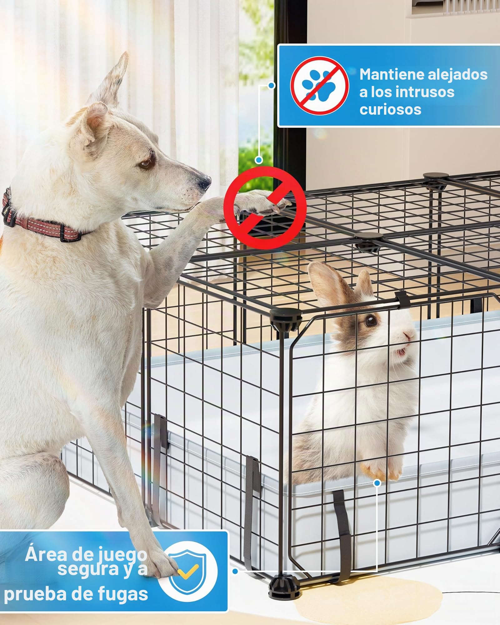 BUCATSTATE Jaulas de cobayas, 20 paneles, corralito de juegos para animales pequeños con alfombrilla impermeable, 120 pulgadas de largo x 60 pulgadas de ancho x 30 pulgadas de alto, jaula de metal con