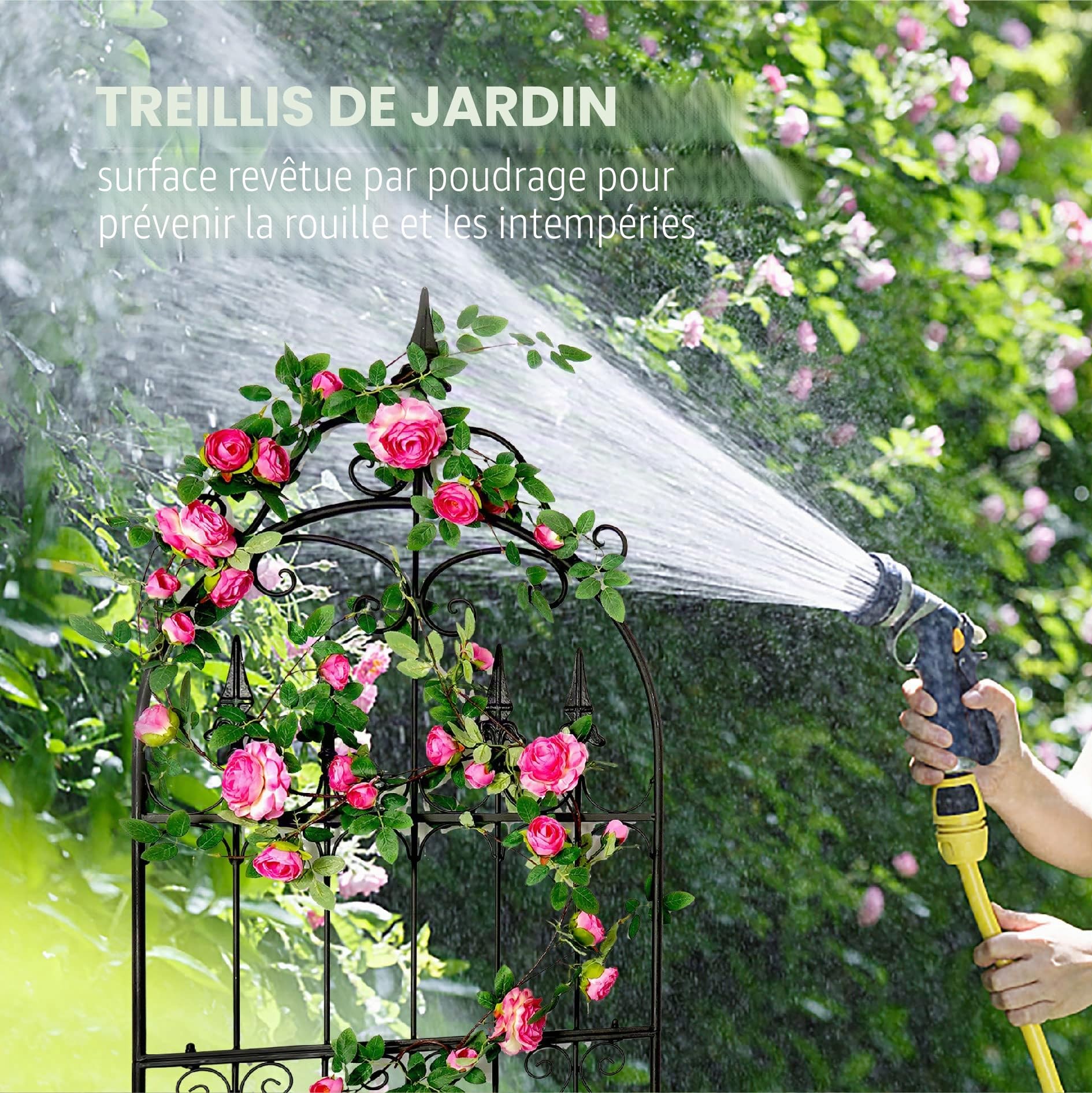 1 Treillis de Jardin 152 cm X 55 cm pour Plantes Grimpantes en Fil de Fer Métallique Support pour Plantes Grimpantes d'Extérieur