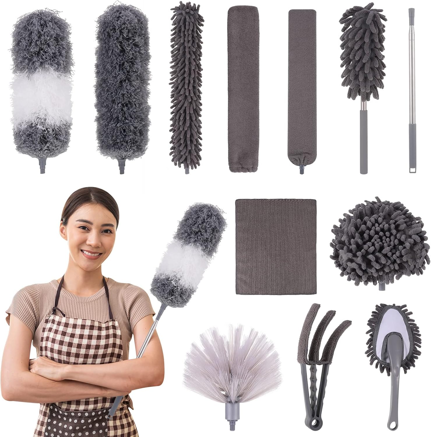 QUEEN KING 12 pcs Microfiber Feather Duster Extendable