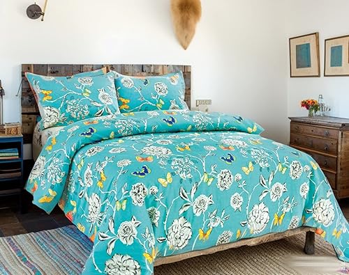 Miniatura 6 de Tache - Juego de funda de edredón de 3 piezas, tamaño California King, diseño de mariposas y maravillas de algodón, con cremallera y lazos de