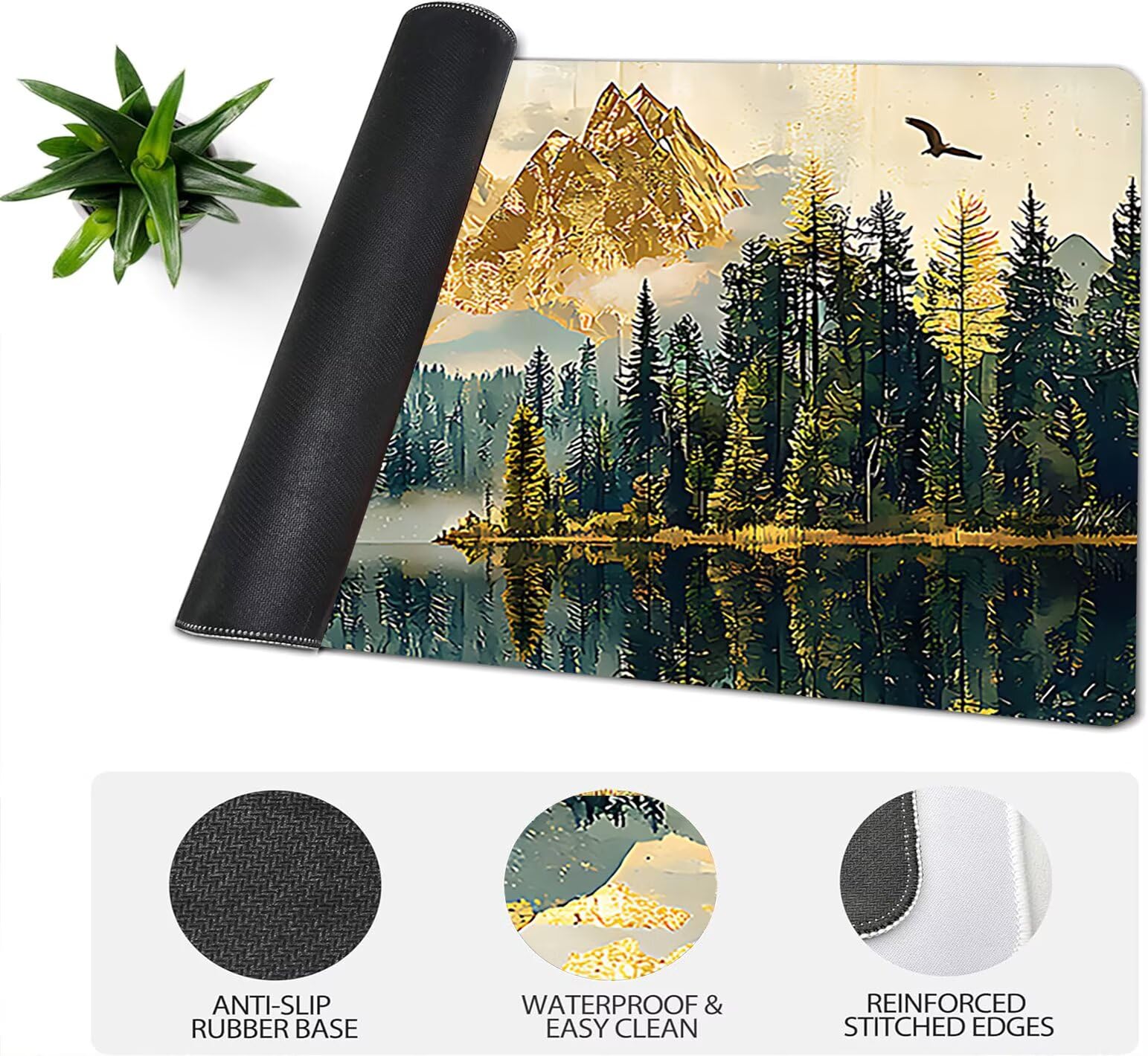 Podkładka pod mysz XXL, góry, duża podkładka pod mysz dla graczy, 1600 x 800 x 3 mm, krajobraz, podkładka pod mysz ze szwami na krawędziach, ponadwymiarowa, antypoślizgowa gumowa podkładka, idealna