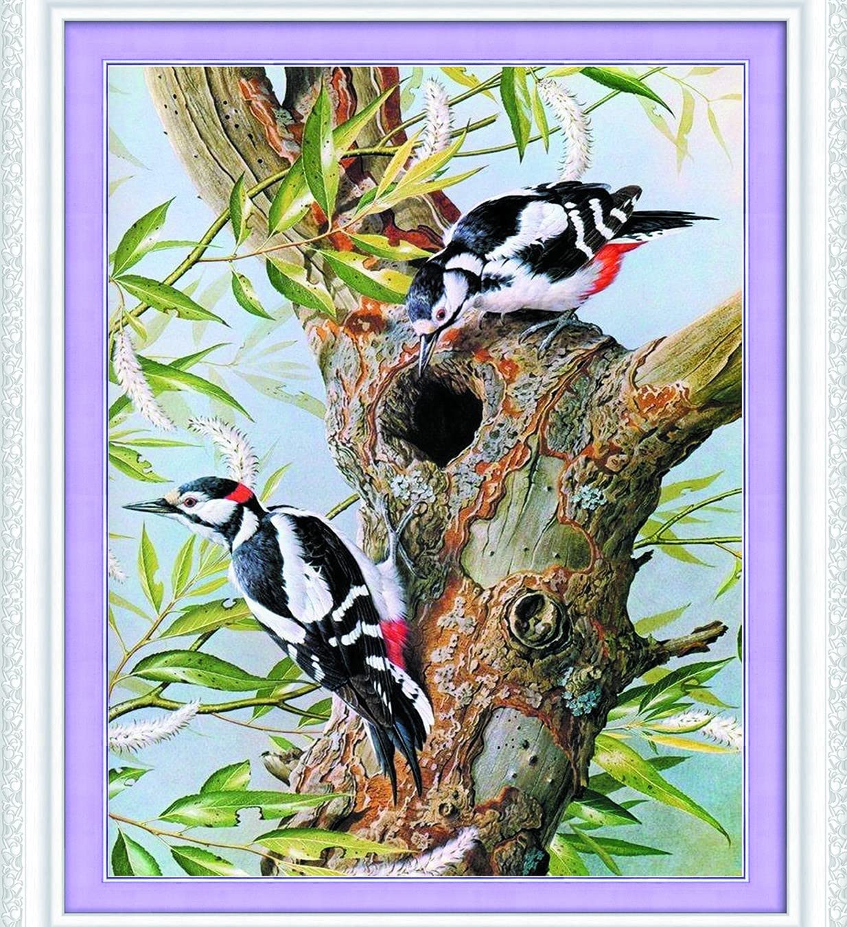 Meecaa Cross Stitch Kits 11 Count Stamped, Bird Animal Tree Embroidery Kit with Accessories Pre Printed (36CMx46CM) (Bird)