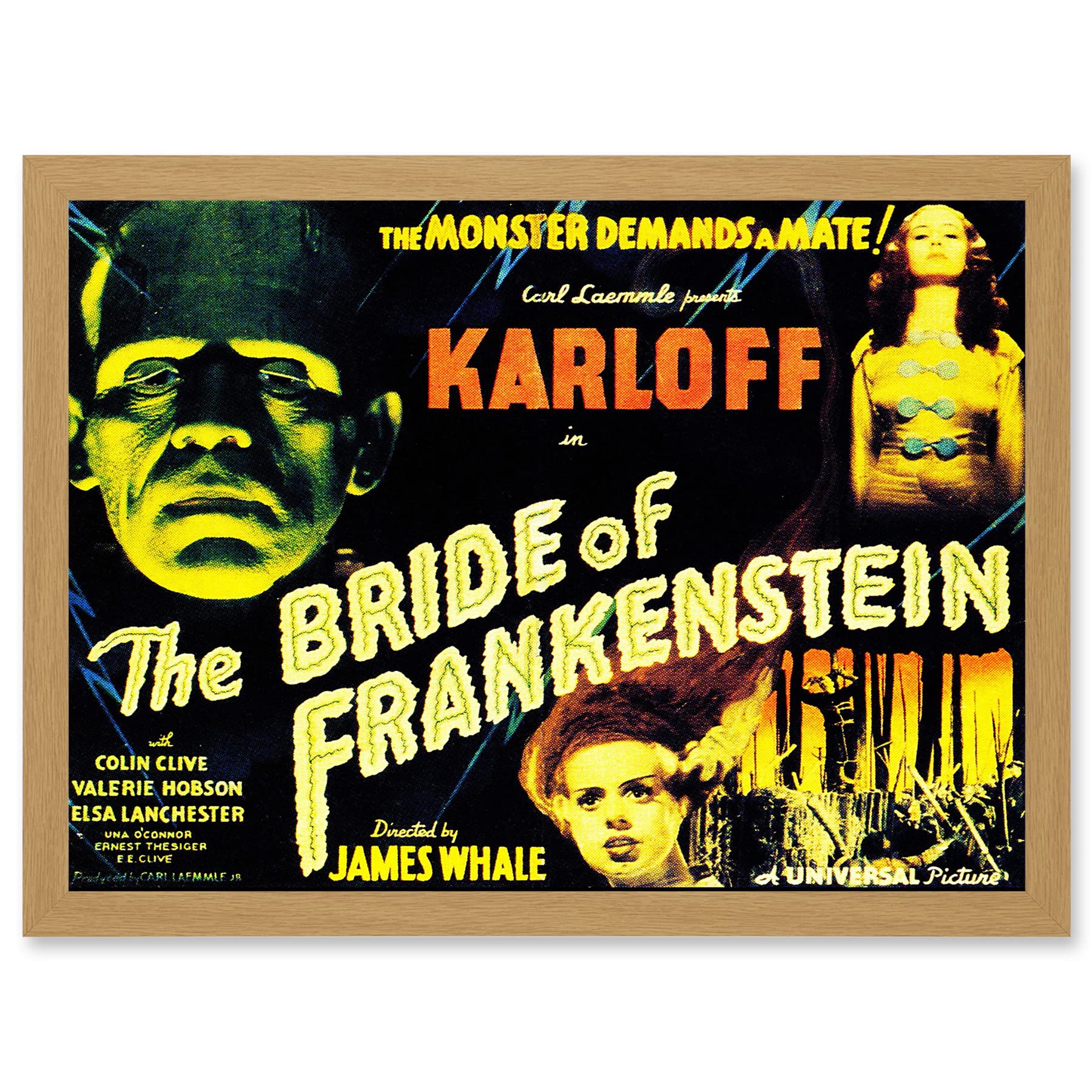 Artery8 Movie Film Sequel Bride Frankenstein Karloff Whale Horror Artwork Framed Wall Art Print A4