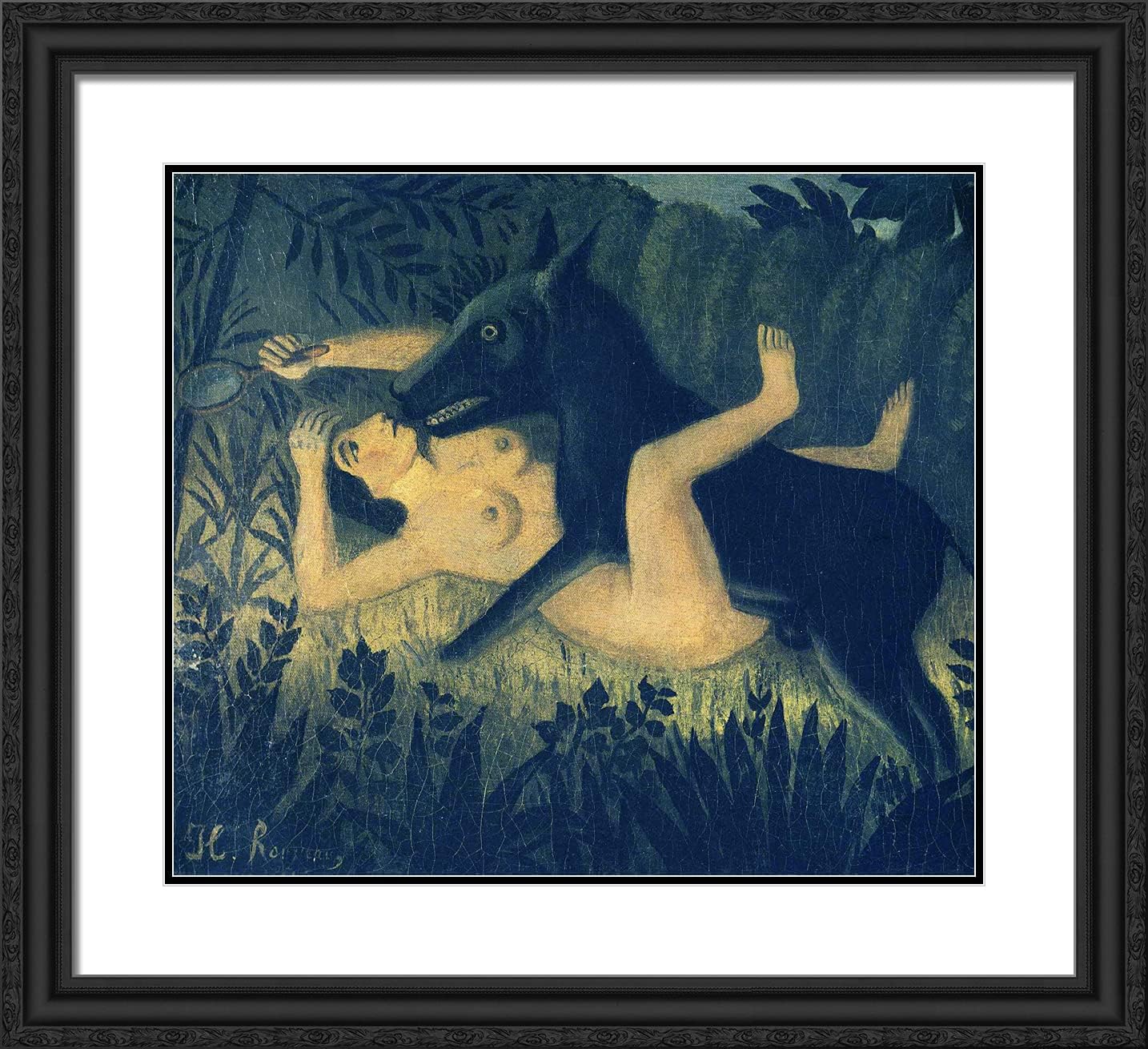ArtDirect Rousseau, Henri 22x20 Black Ornate Framed Art Print with Double Matting Titled: Dreams of the Jungle lll