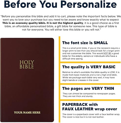 Miniatura 38 de Biblia NIV personalizada nueva versión internacional de piel sintética pequeña impresión económica Biblia con nombre personalizado hasta 3 filas