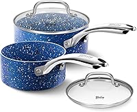 Vista 30 de Saucepan Set, Nonstick 2Qt & 3Qt Sauce Pans with Lids, Small Pot with Lid - Natural Granite, Grey
