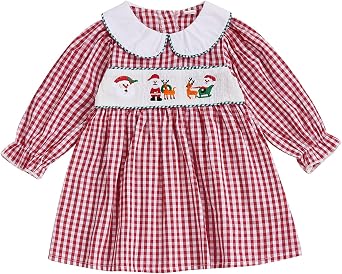 Big Sister Little Sister Brother Matching Christmas Outfits Sibling Baby Girl Boy Smocked Romper Toddler Girl Dress