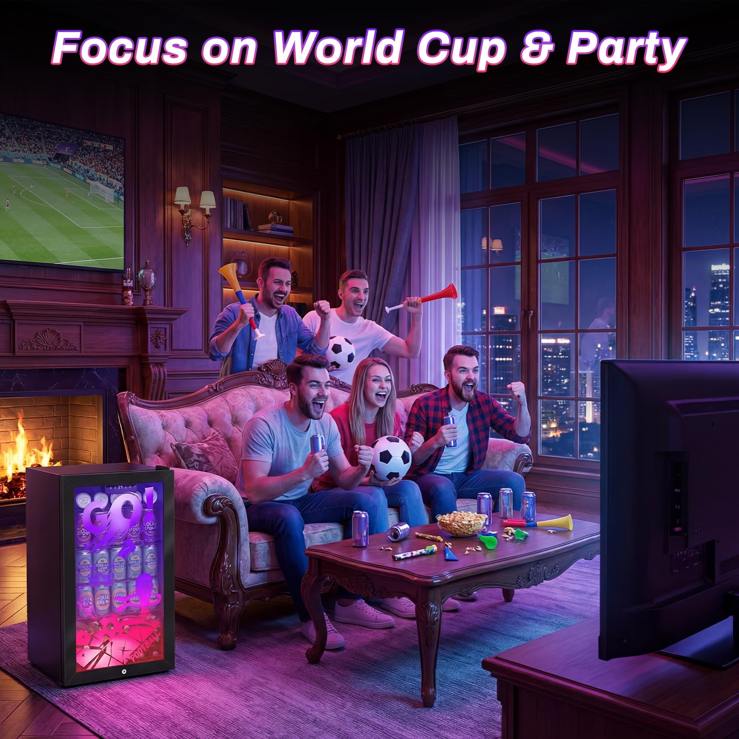 Velivi Gaming Glass Door Mini Fridge – 3.2 Cu Ft Cool Mini Fridge Lockable Beverage Refrigerator With LED Gaming Lights, Cyberpunk Drink Cooler For Soda Beer, Perfect For Gaming Room Bar Home Party on Fridge.com - View 5
