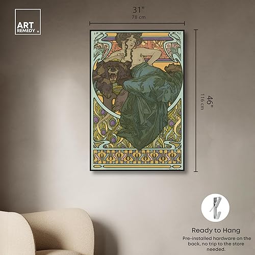 Miniatura 5 de Art Remedy Lady by Alphonse Mucha Lienzo Nouveau Art Prints, marco negro, 30 x 45 pulgadas