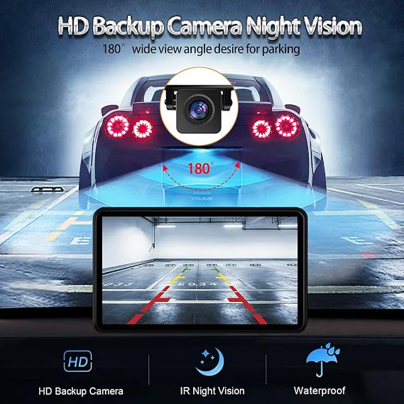 Wireless Carplay Screen for Car 7 HD Portable Car Stereo Touchscreen with Apple CarPlay and Android Auto with Mirror Link/Backup Camera/Bluetooth/GPS Navigation/AUX for All Vehicles