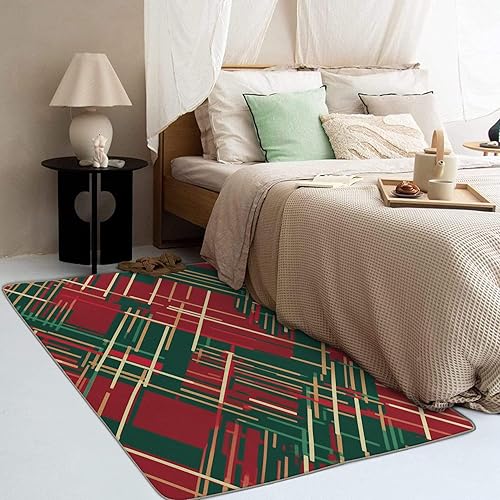 Miniatura 3 de Alfombra de Navidad y decoración del hogar, alfombra de 4 x 6 pies, alfombras rojas y verdes para sala de estar, dormitorio, alfombra de Navidad,