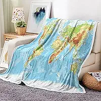 JAWO Cobertor de mapa do mundo, cobertores de países e grandes cidades para adolescentes, crianças, meninos, meninas, mapa do mundo, cobertor para sofá, cama, viagem, acampamento, 127 x 152 cm, multi