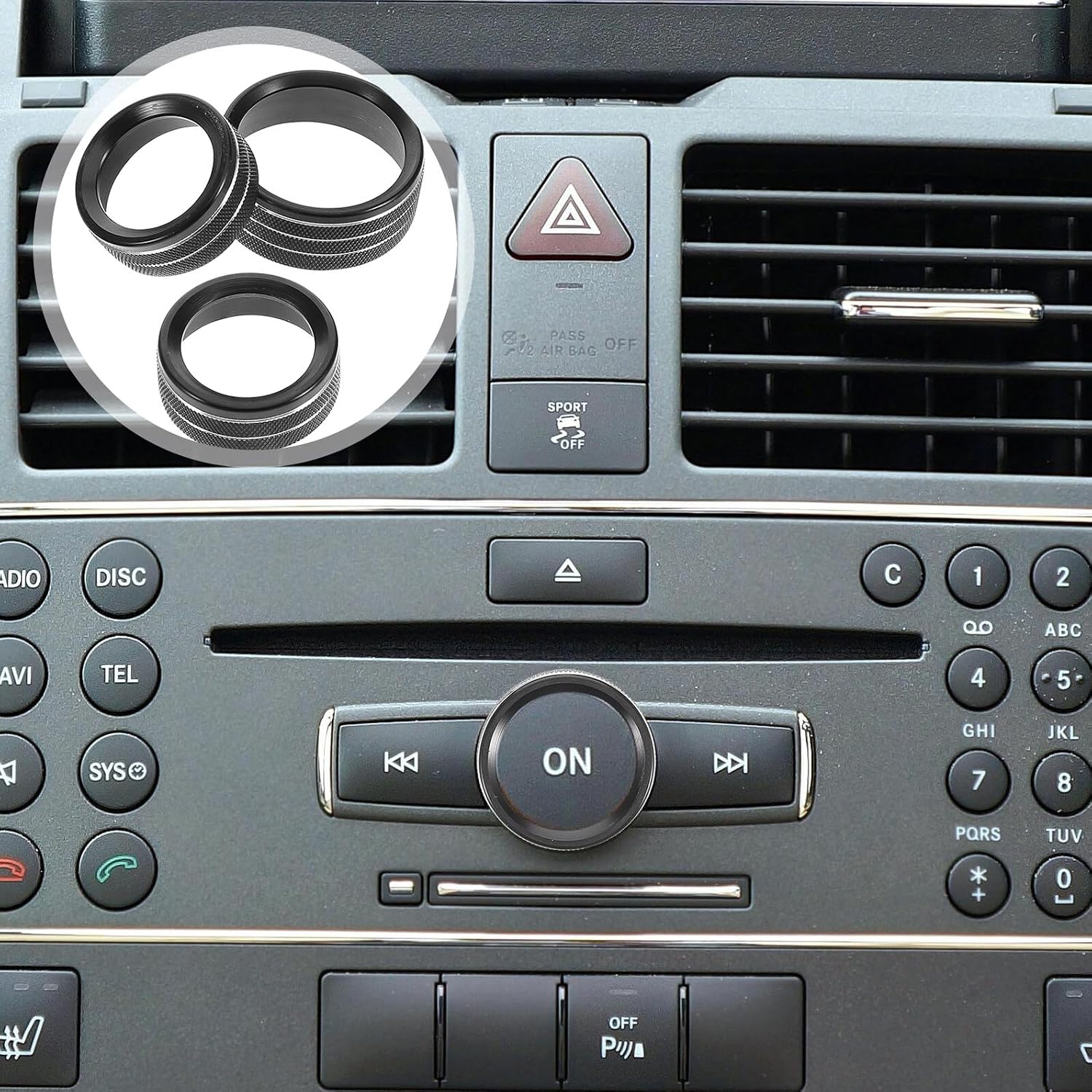 3pcs Car Air Conditioning Knob Covers Trim Ring Set for 2015-2020 Mid-Size SUV Center Console Temperature and Volume Control Replacement Parts