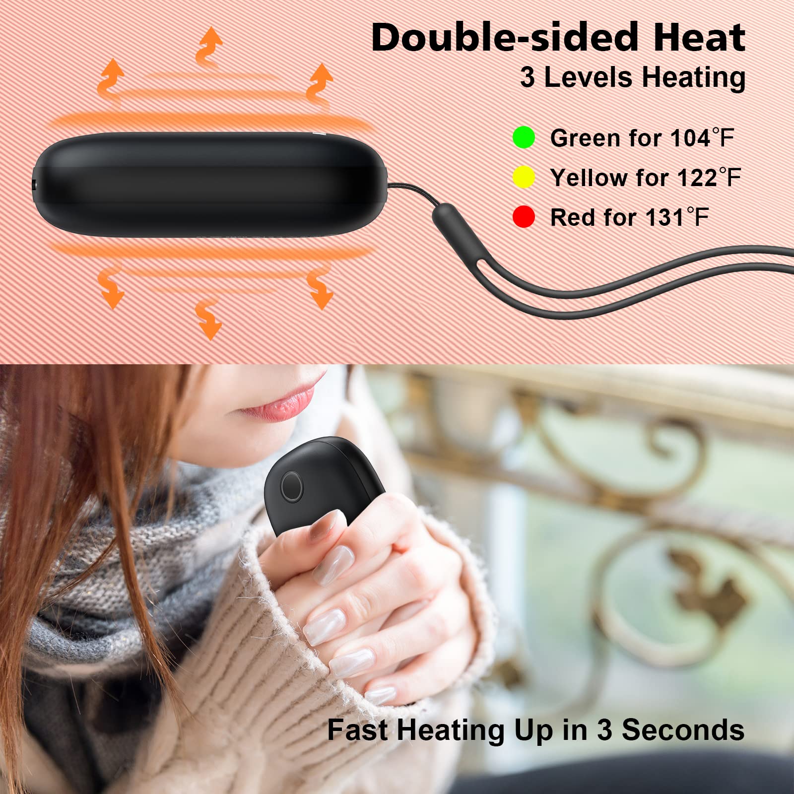 Hand Warmers, 12000mAh Electric Hand Warmers Rechargeable 2 Pack, Hand