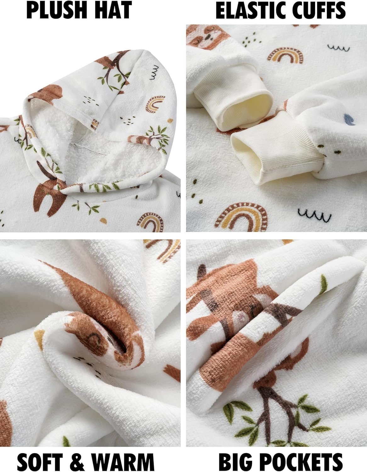 Sloth Gifts for Women, Girls, Wearable Blanket Hoodie, Oversized Hooded Blanket, Plush, Cozy, Warm, Soft, One Size, for Christmas - Image 6
