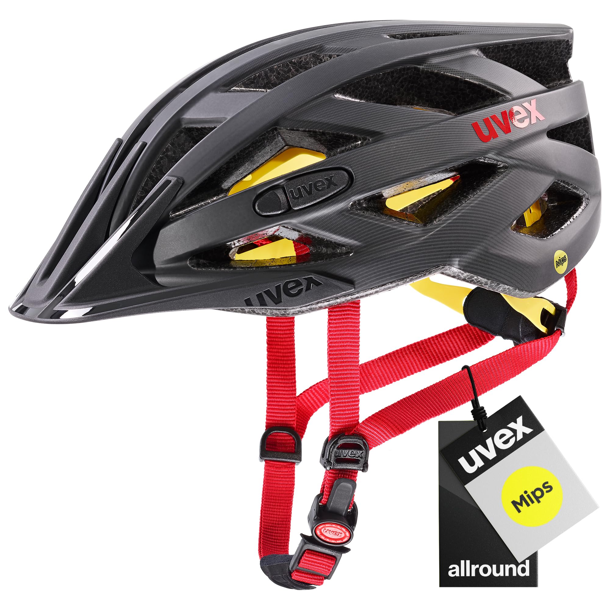 uvex i-vo cc MIPS - Leichter Allround-Helm für Damen und Herren - MIPS-Sysytem - Titan - red matt - 56-60 cm