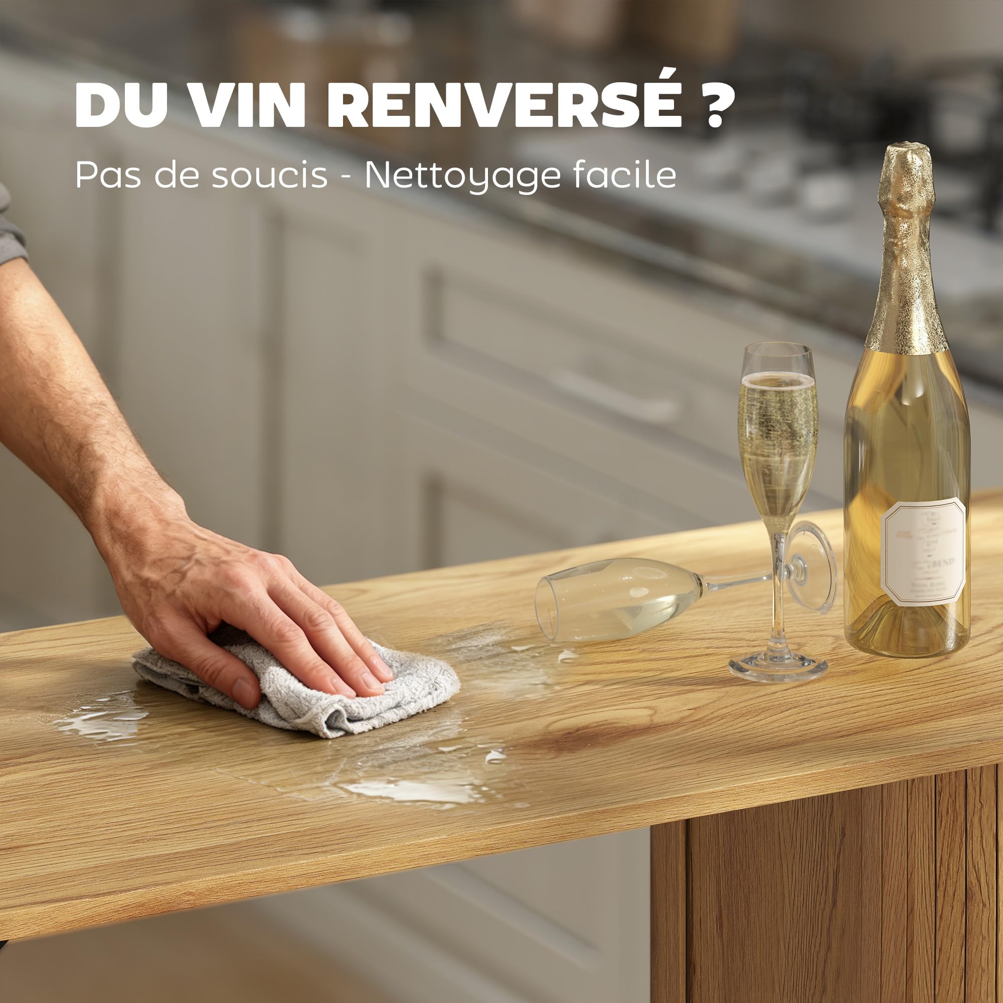 HOMCOM Table de Bar avec 3 étagères, Table Haute Mange Debout pour 2 Personnes, Style scandinave, Design à Lattes et Pieds en métal, pour Petits espaces, Cuisine, Salon, 112x50x106cm, Bois Naturel