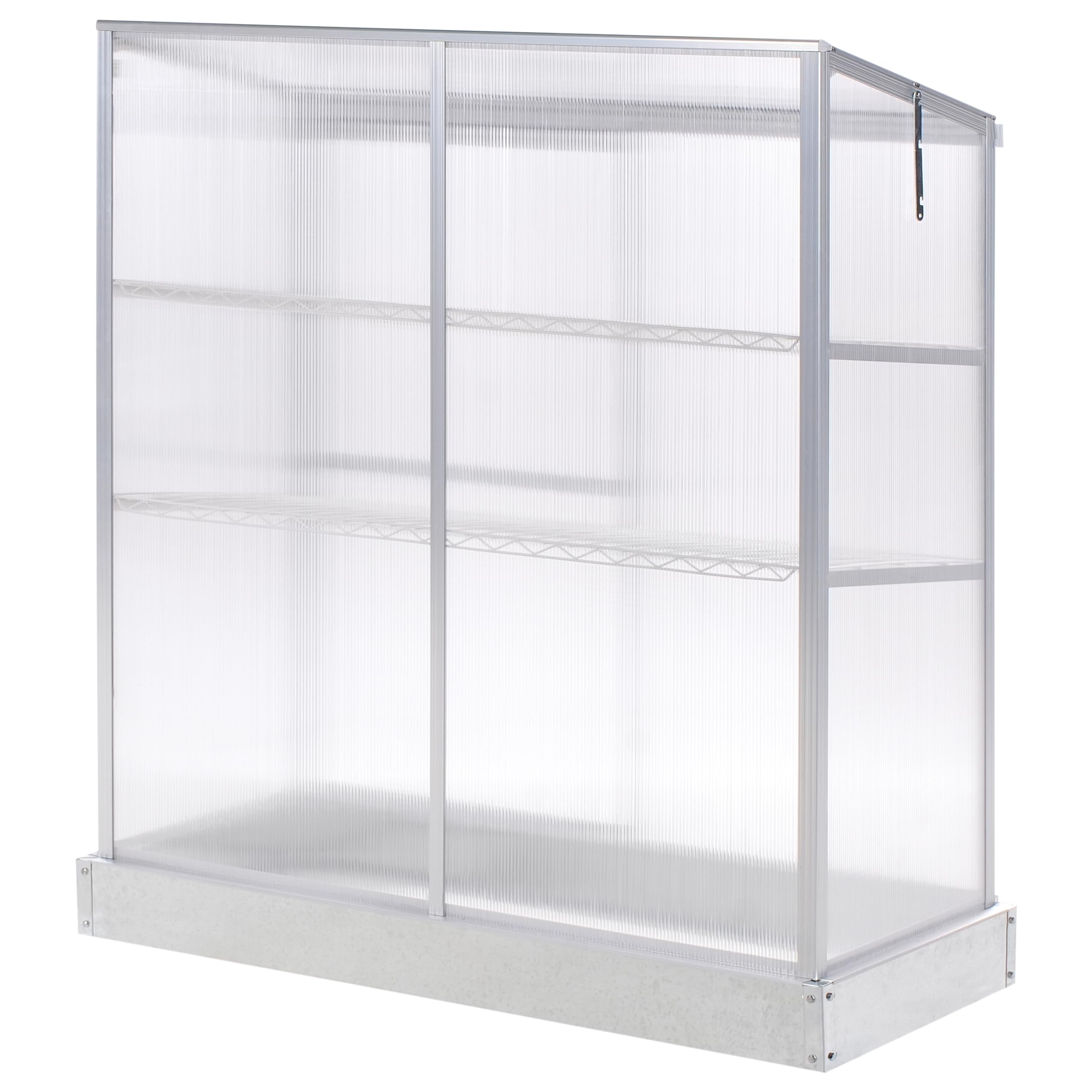 Balkon Mini-Gewächshaus Aluminium Silber 59x129 cm mit Schiebetür Dachfenster Lecce