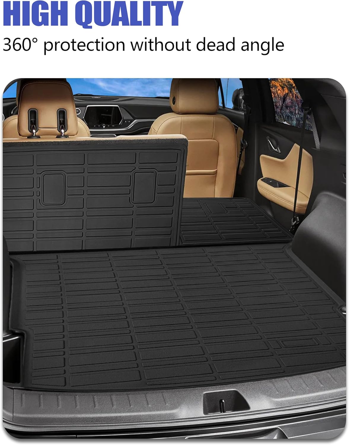 Cargo Liners Backrest Mat for Chevrolet Chevy Blazer Accessories 2019-2025 2026 with Hook&Loop Rear Trunk Mat Rear Seat Back Cover Protector All Weather Anti-Slip Split Dog Liner