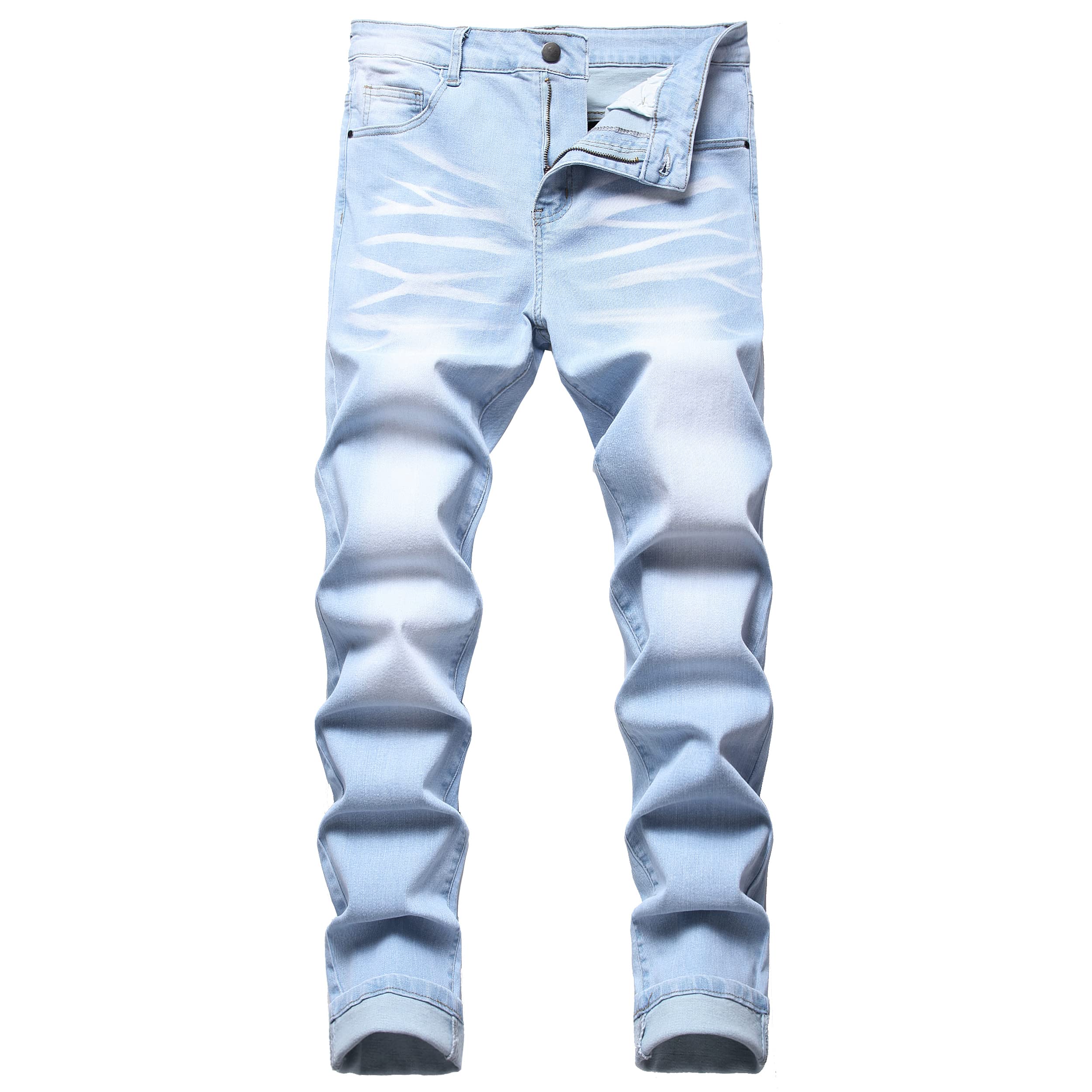 Mens Ripped Jeans Slim Fit Stretch Jeans Distressed Fashion Comfort Pants