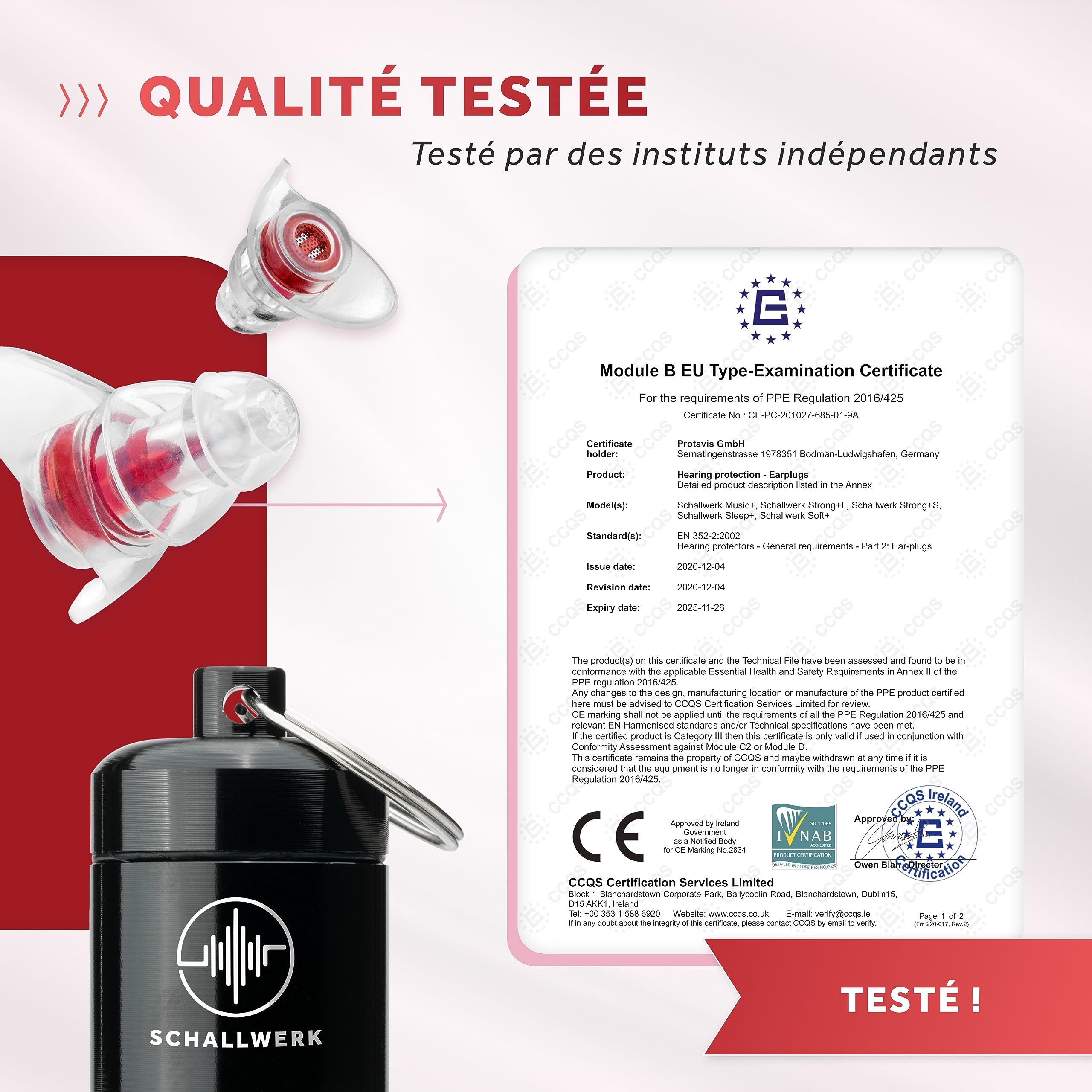 Schallwerk ® Women+ bouchon d'oreille spécialement pour les femmes – atténue le bruit et maintient la qualité du son – idéal pour la musique, les festivals, le travail, les études