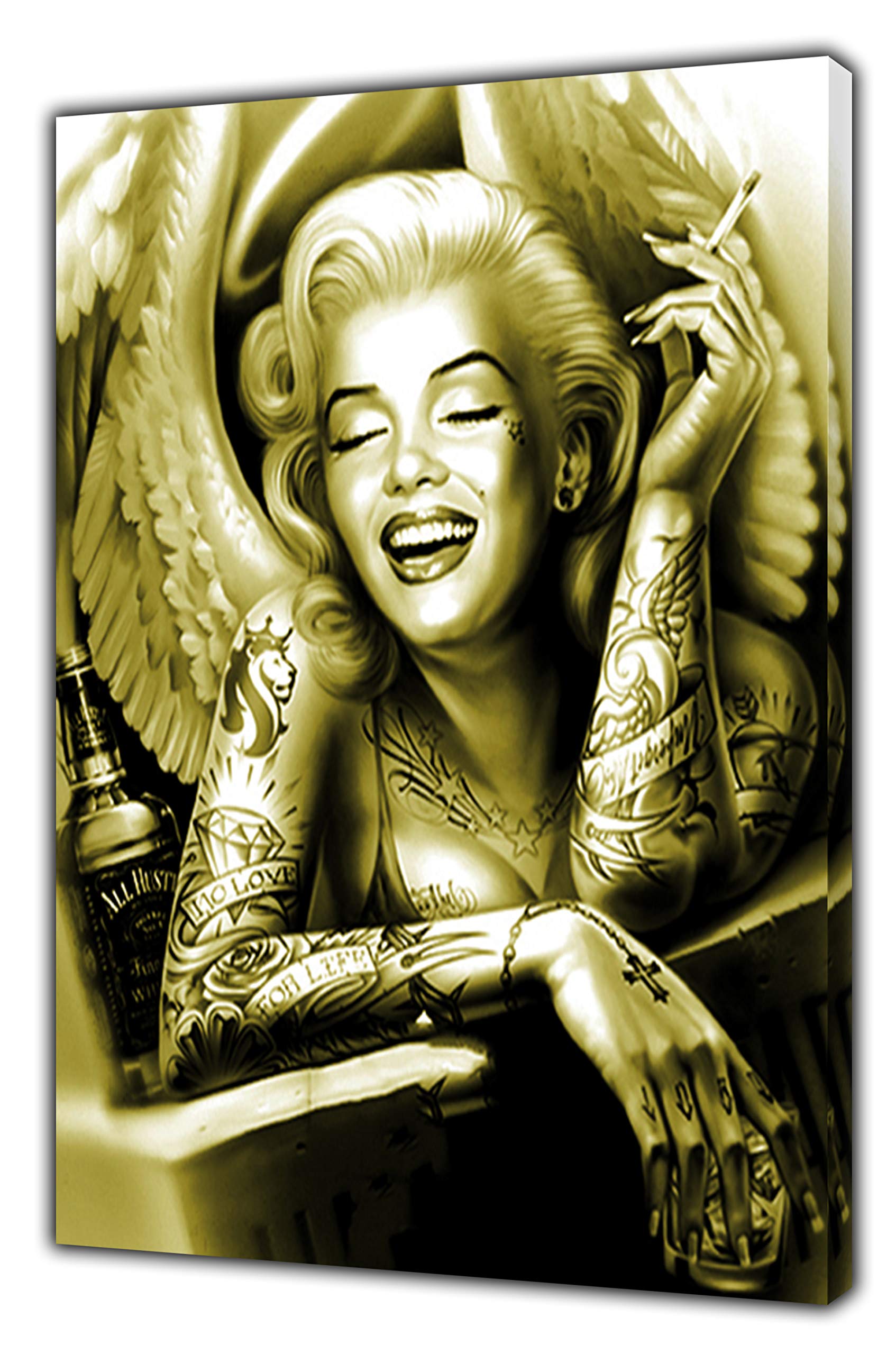 ARTSPRINTS Marilyn Monroe Angel Gold Photo Picture Print ON Framed Canvas Wall Art Home Decoration Ready to Hang 40 x 30 inch-38mm Depth