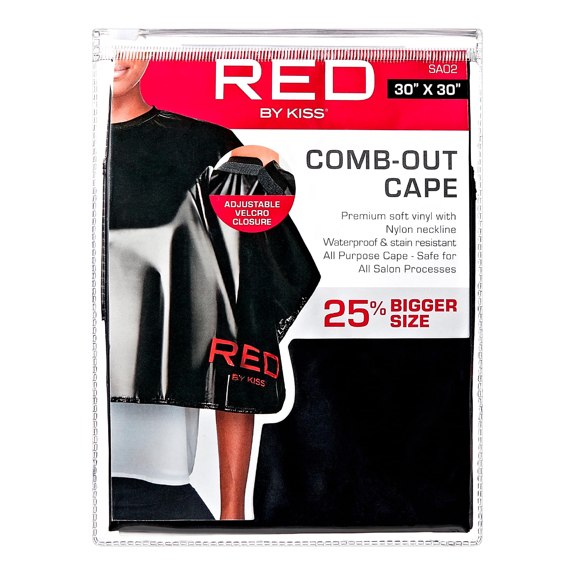 Red by Kiss Professional Hair Cutting Cape, Salon Hairdressing, Barber Cape, Adjustable Closure, Hair Cutting Accessories (Comb-Out Cape)
