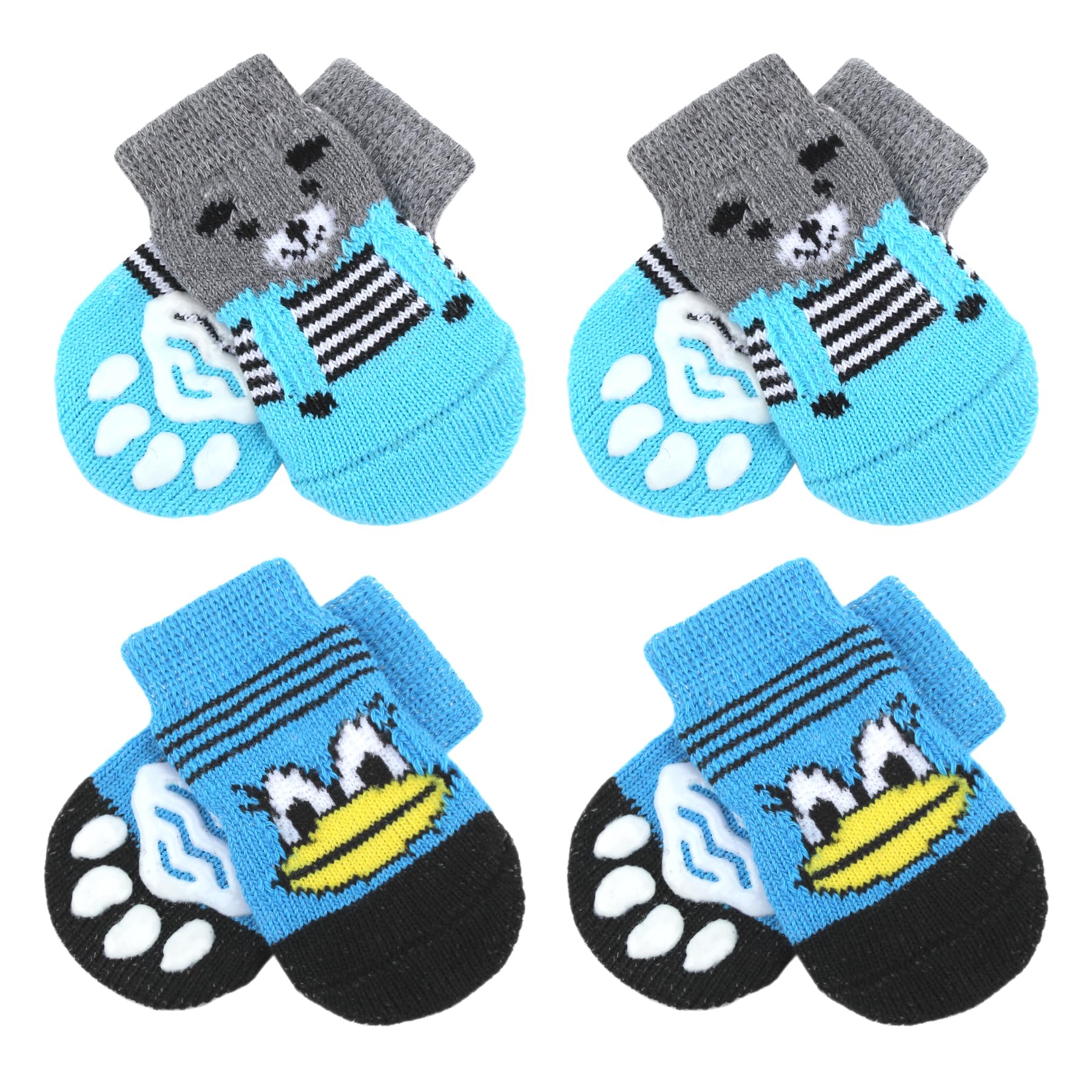 Alfie Pet - Mason 2 Set of 4 Pet Paw Indoor Anti-Slip Socks for Small Dogs - Color: Blue, Size: Large