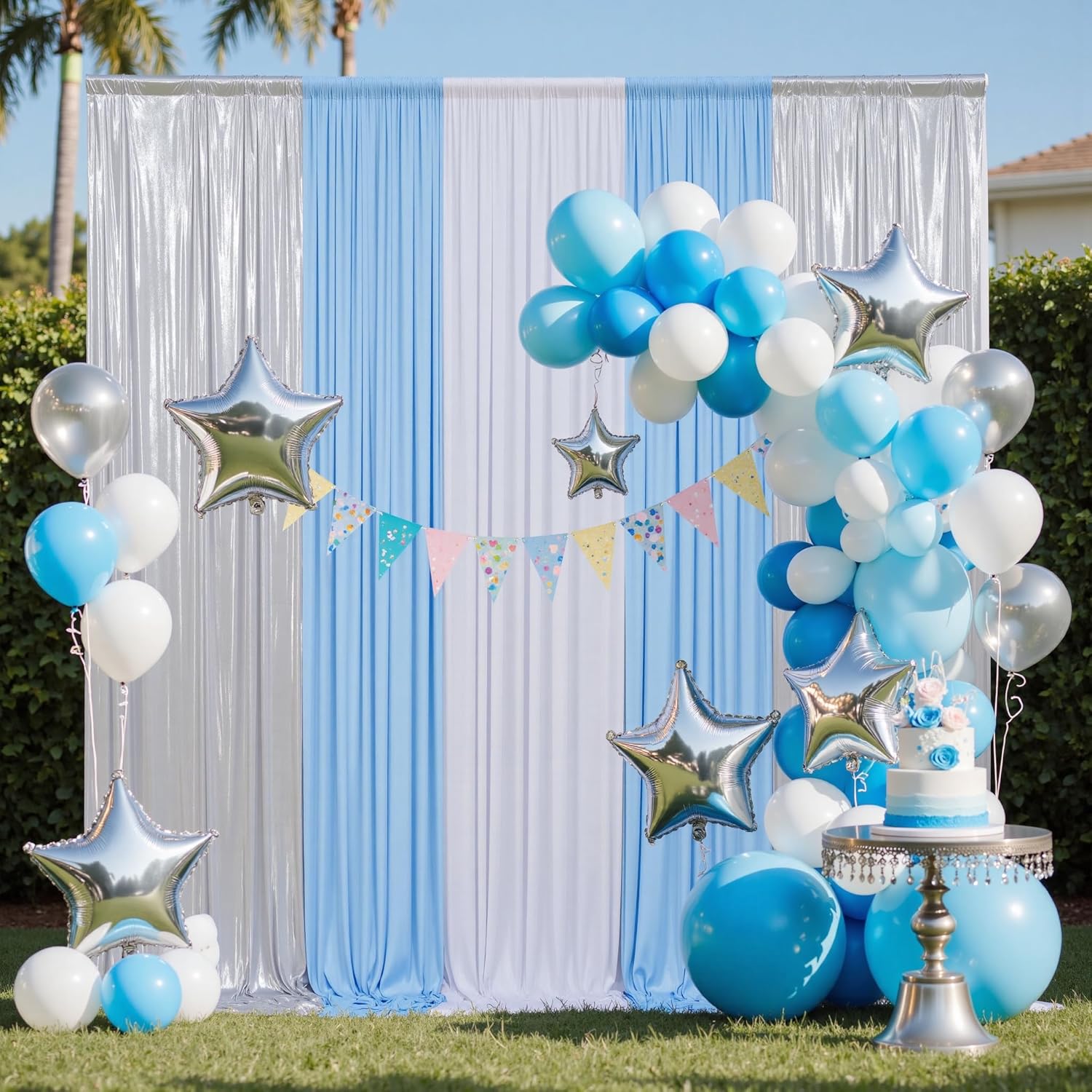 10x10FT Silver Sequin Backdrop Curtain for Party - 2 Panels 5x10FT Wrinkle-Free Shimmer Drapes for Birthday, Wedding, Christmas, Decorations & Photography