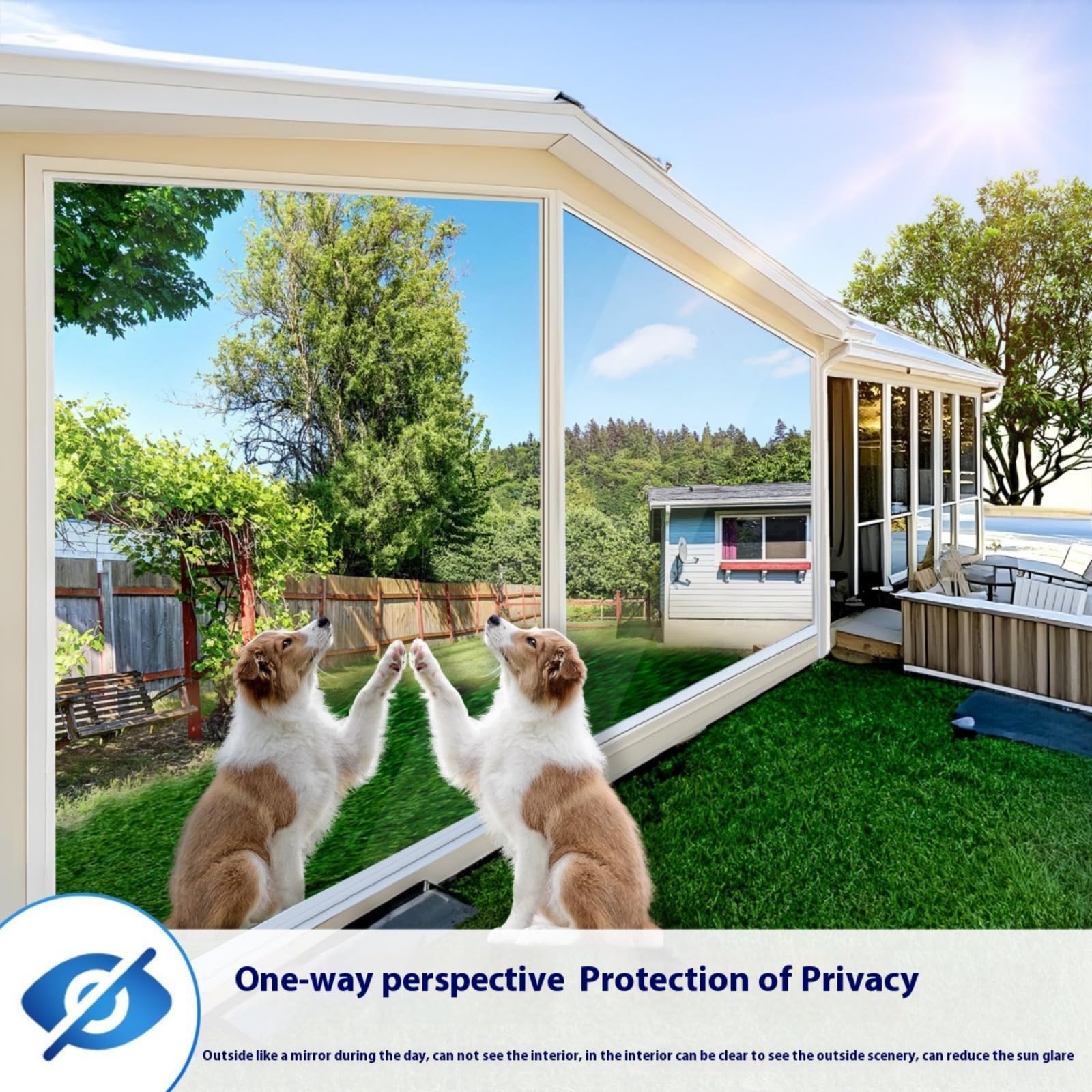 Film Miroir pour fenetre 40 * 200cm Anti UV Anti Regard avec Kit de Pose Film occultant Fenêtre Bon Effet Miroir Protection de la Vie privée pour Maison Bureau Magasin