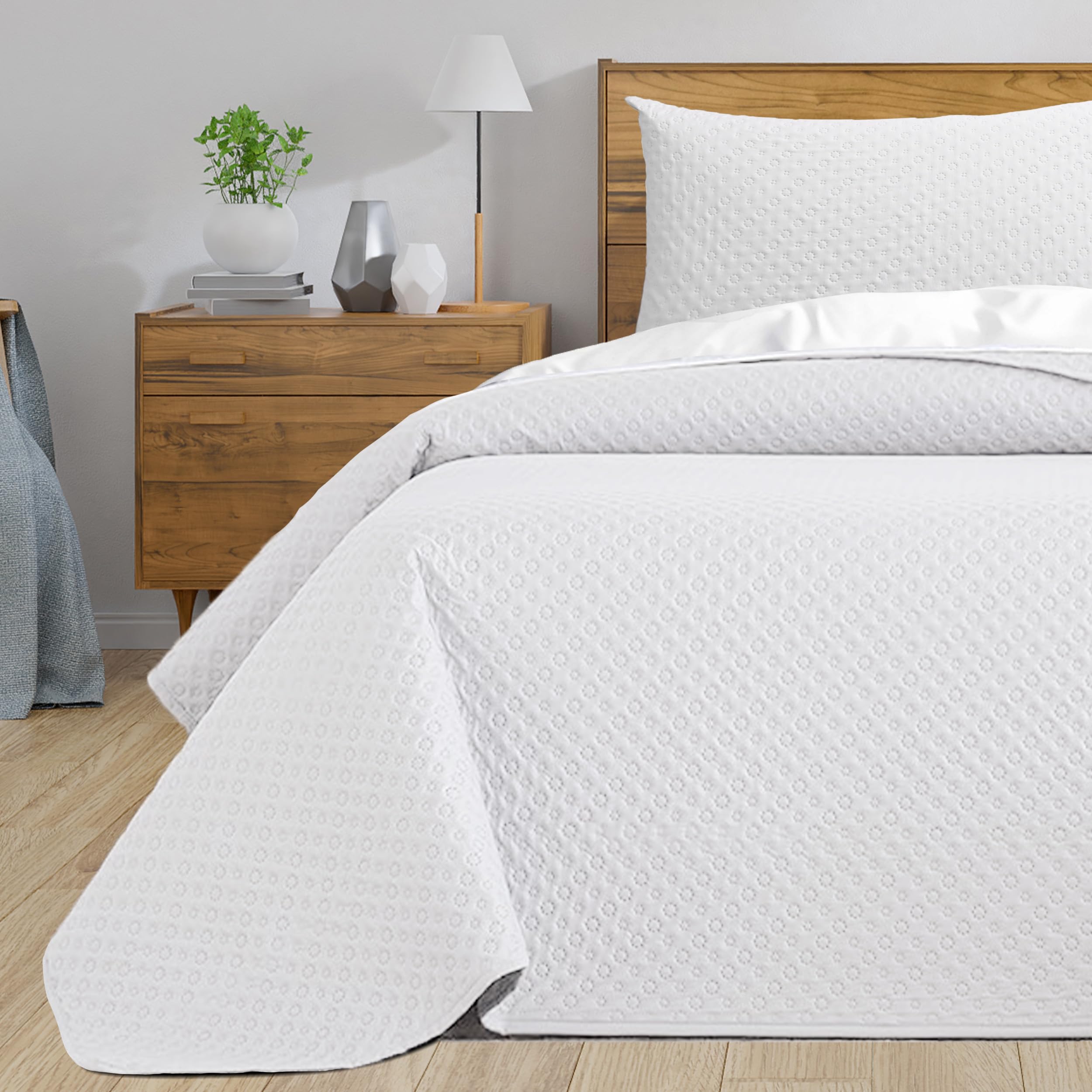 Colcha de verano blanca para cama 90 HOMEYA, bouti suave de entretiempo para dormitorio fresco