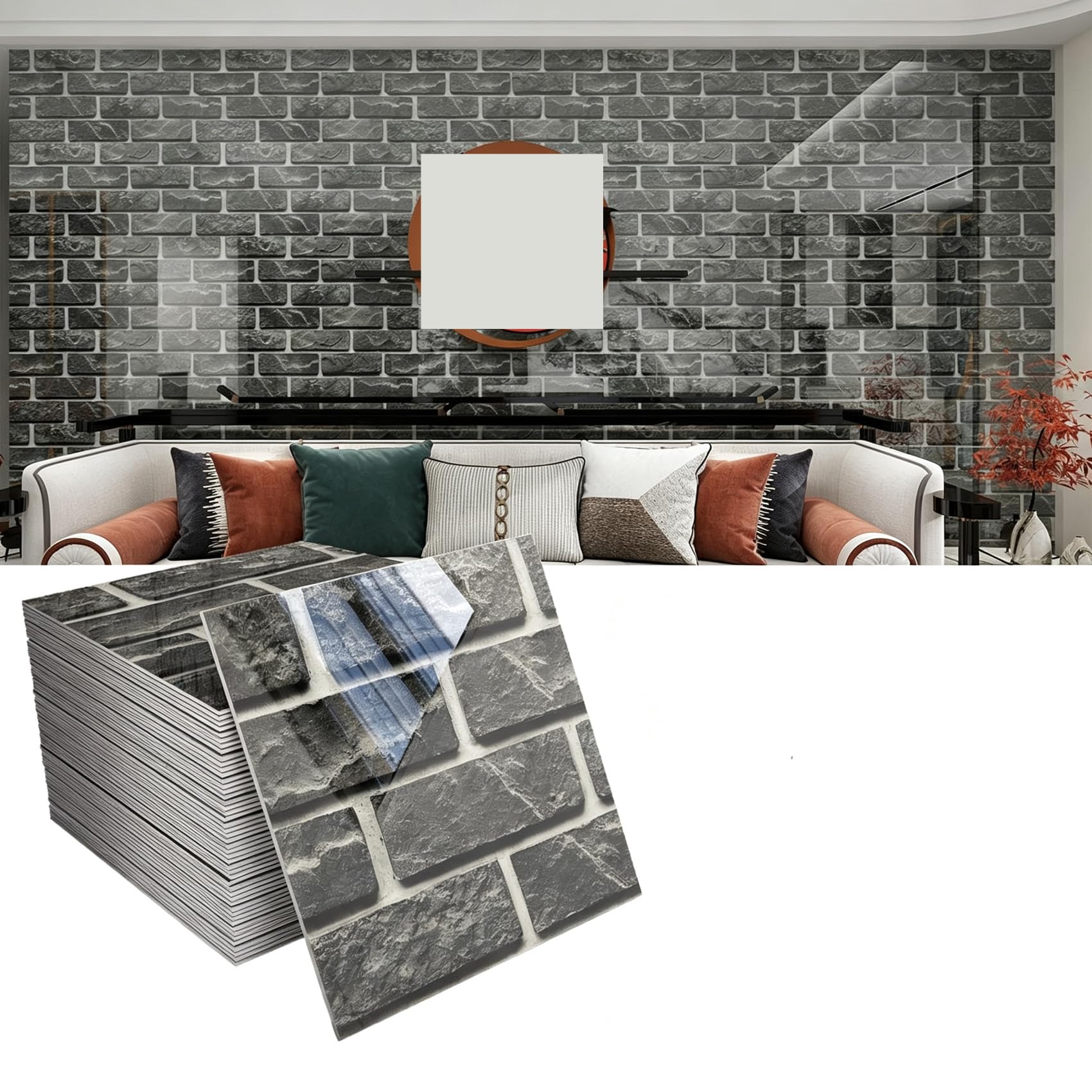 JUXDZISHW ,H,3D Wall Panels Peel and Stick in Grey White,20 PCS XPE Foam 3D Wallpaper, Faux Brick Wall Panels for Bedroom, Stairs, Kitchen