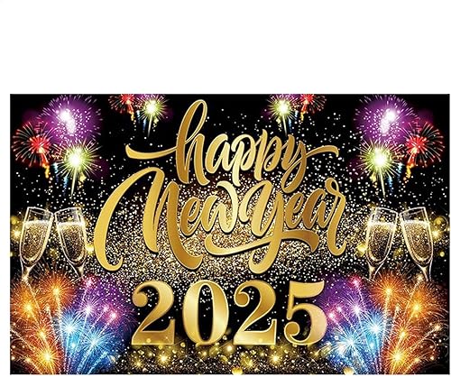 Accesorios de celebración de Año Nuevo - Pancarta 2025, fondo de cabina de fotos
