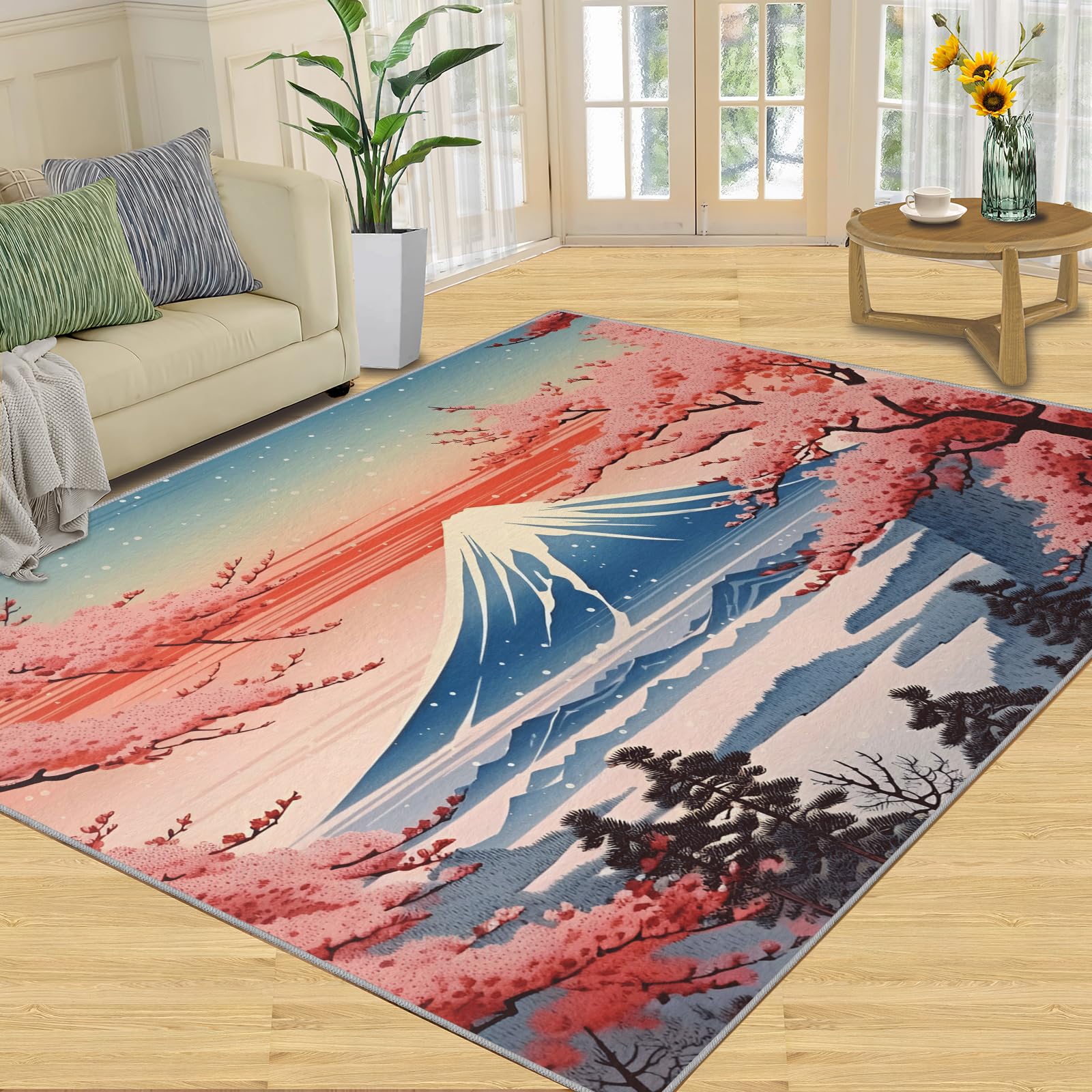 Amazon.com: Japanese Cherry Blossom Mountain Rug - 5x6 Rug, Cherry