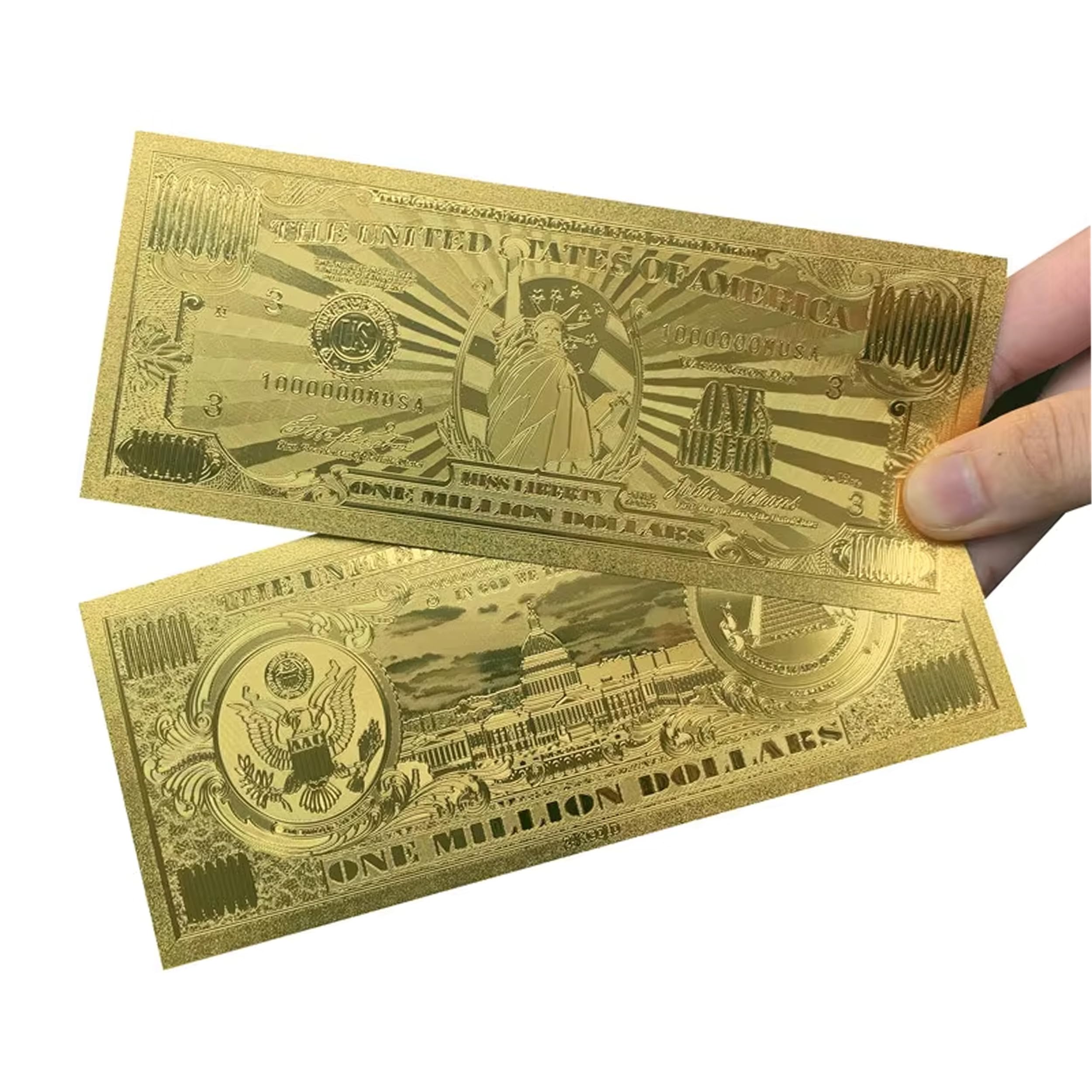 blinkee Miss Lady Liberty Billets de banque originaux plaqués or 24 carats pour décoration 1 million de dollars