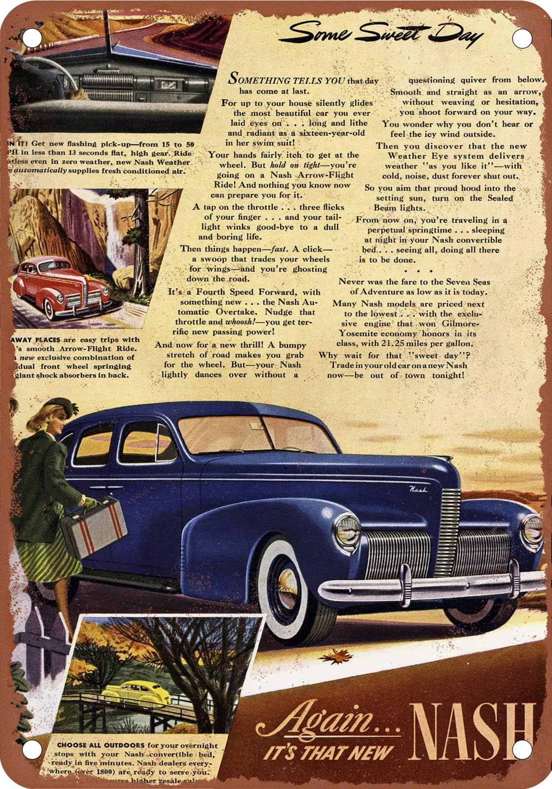 Miaomansenstore Metal Sign - 1940 Nash Vintage Ad 05 - Old Retro Rusty Look Home Decor