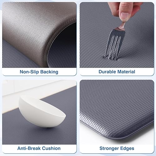Miniatura 94 de StepRite Tapetes de cocina, 2 tapetes acolchados, antifatiga, para piso, de escritorio, antideslizante, impermeables, oficina, alfombras de 17.3 x