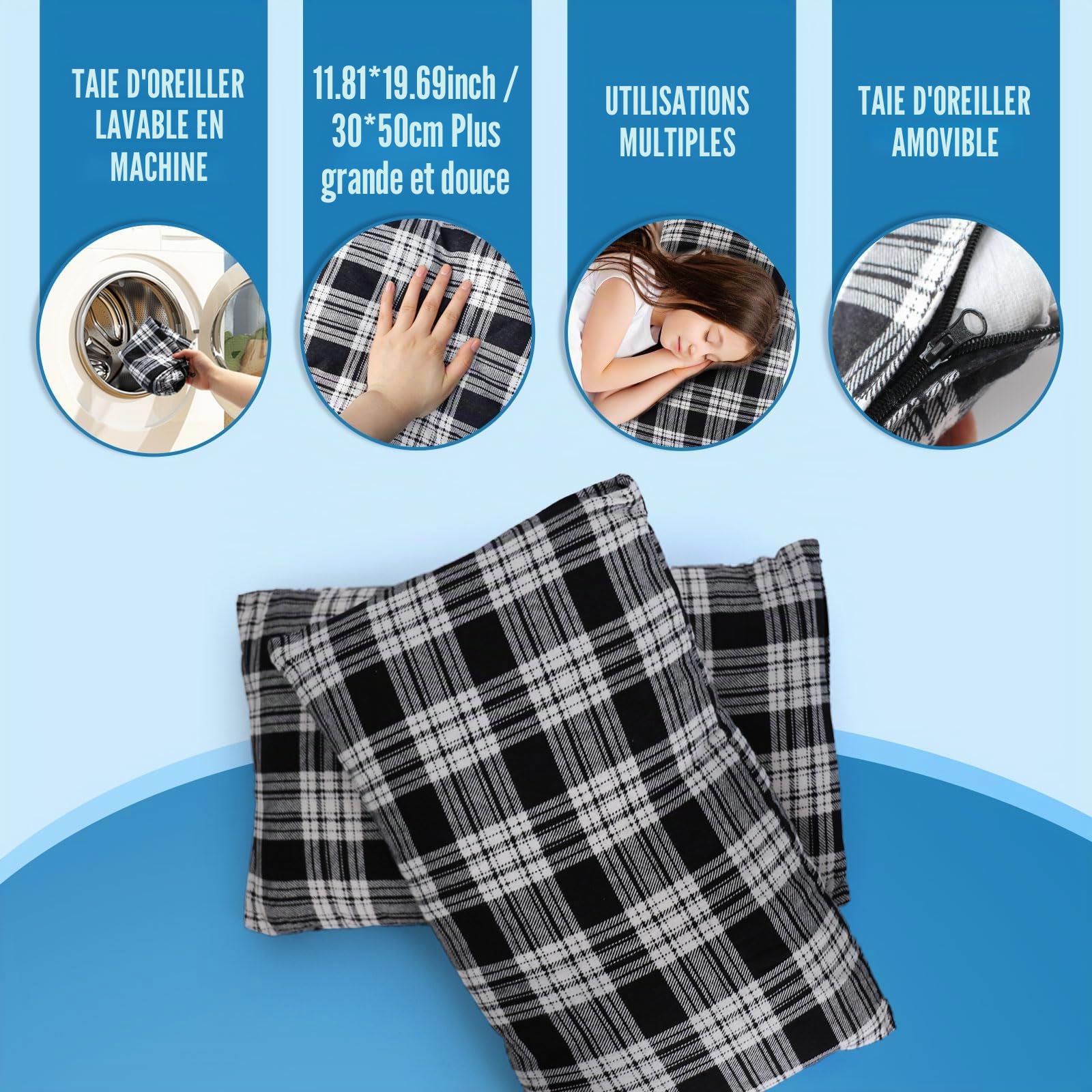 Sac de Couchage Double en Flanelle pour Adulte Sac de Couchage 2 Personnes Hiver avec 2 Oreillers pour Camping Randonnée Voyage Extérieur Intérieur Maison 233 * 157CM