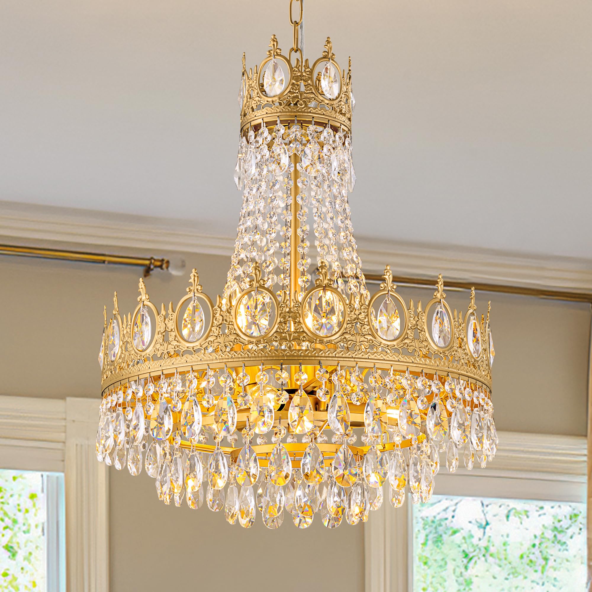 TOCHIC Gold Chandelier French Empire Crystal Chandeliers 6