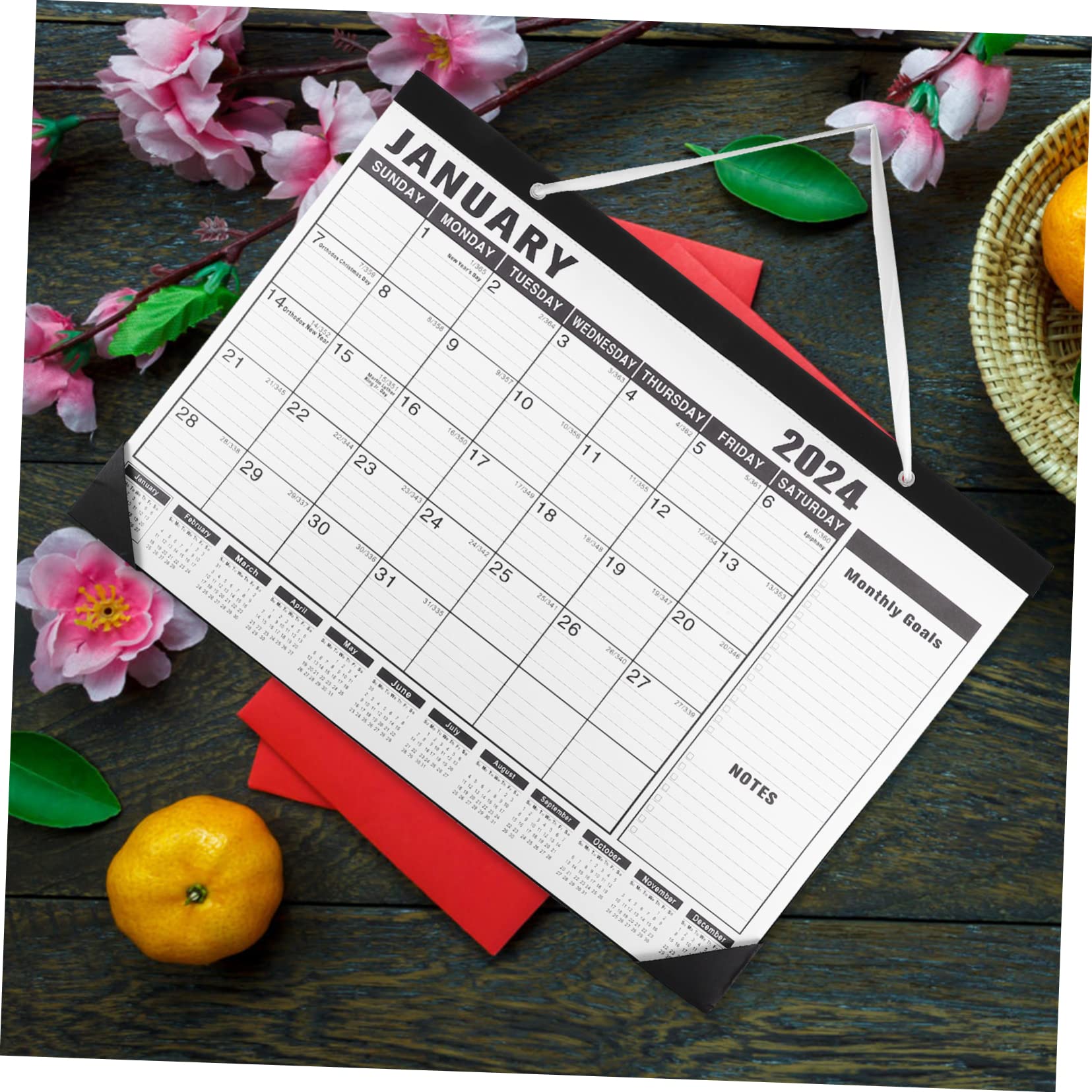 SHINEOFI 4pezzi Calendario Da Parete Inglese Con Scrittura Pianificazione Mensile Per Ufficio e Casa Design Casual e Resistente Calendario Festivo Per Organizzazione Giornaliera