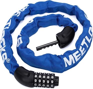 MEETLOCKS Bike Chain Lock, Blue, 3.2 Feet, 5 Digit Combination