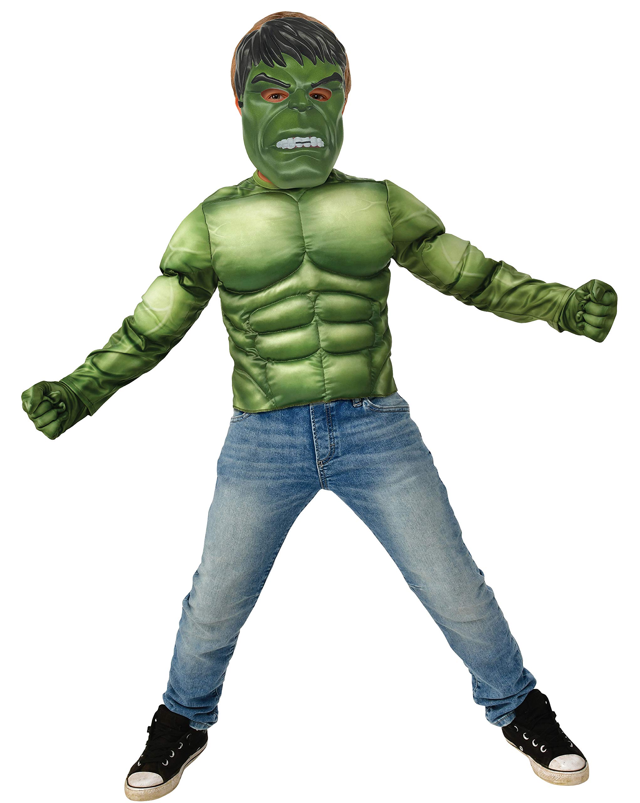 Rubies-Avengers Endgame Hulk Deluxe Costume Top Set Disfraz, Liso, Color como se Muestra, Normal (G40223). Talla: 8-10 años