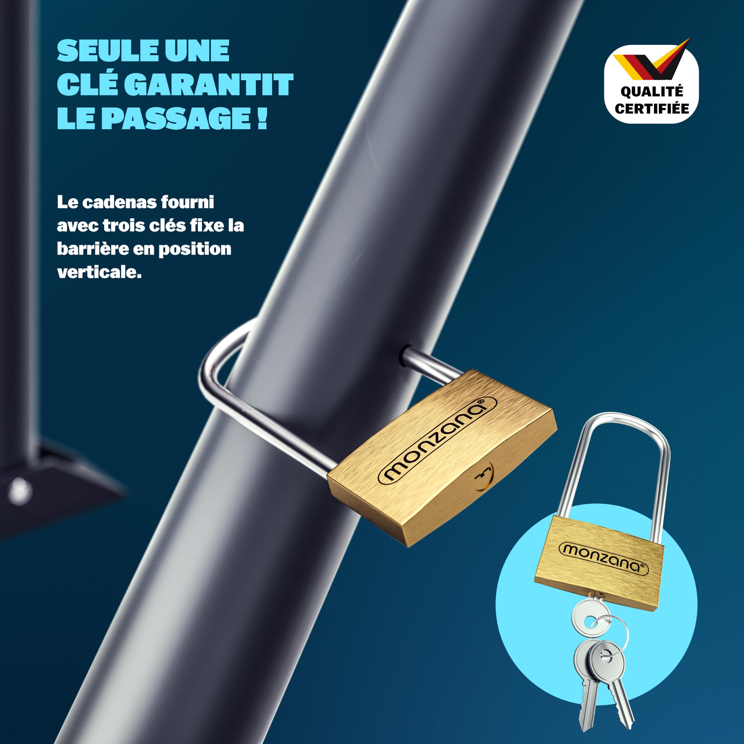MONZANA® Arceau de parking Rabattable, 80x47x44 cm, Barrière de Stationnement, Stop Parking, avec cadenas & 3 clés