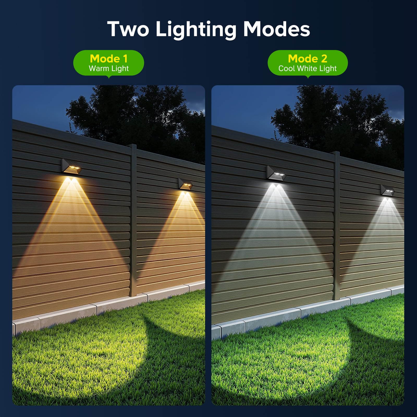 RECHOO Lampade solari per esterni e giardino, 6 pezzi, con lente super luminosa, 2 modalità, IP65, impermeabili, per recinzioni, terrazze, piani, scale, pareti
