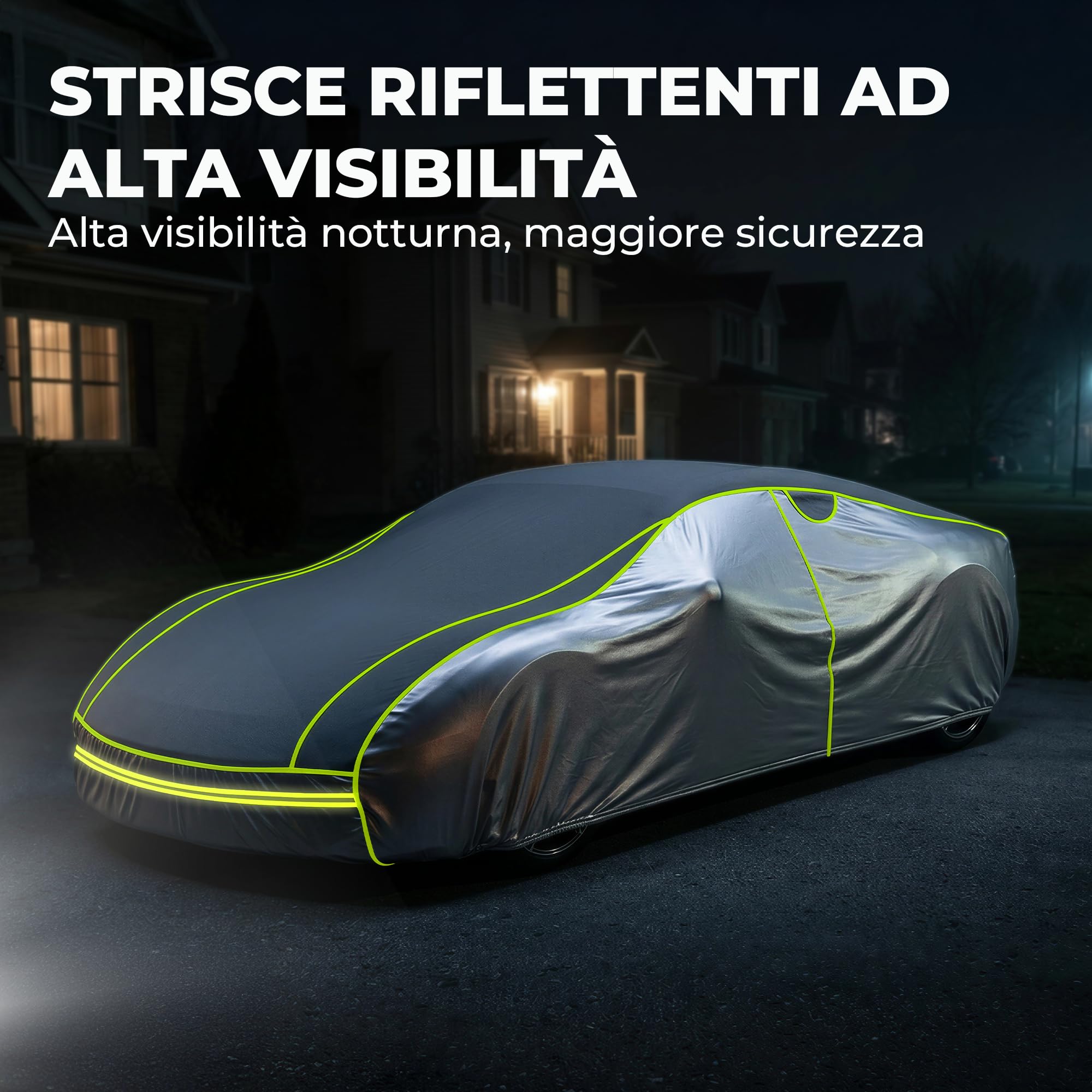 Telo Antigrandine per Auto Imbottito Spesso Impermeabile con Zip Laterale, Copriauto 3 Strati EVA Antiurto, Protezione UV Pioggia Neve Vento (AUTO L:483 * 178 * 120 cm)