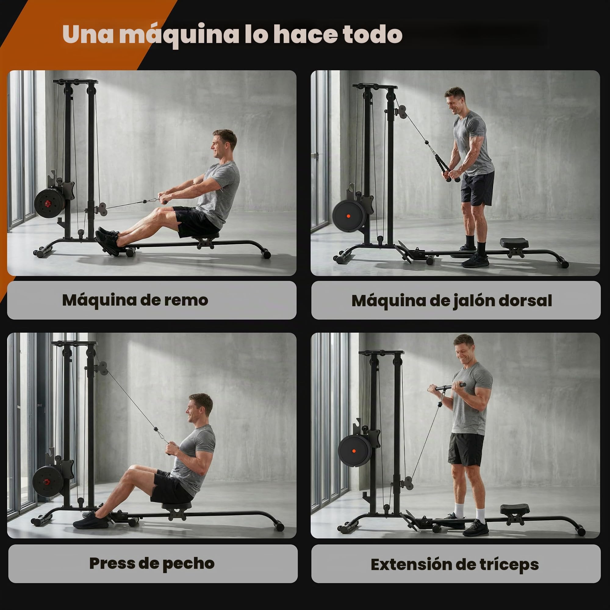TOUSAINS Máquina de Cable para Gimnasio en casa, máquina Cruzada de Cables Cargados de 330 Libras, Entrenador Funcional 2 en 1 con máquina de Remo, diseño de Ahorro de Espacio para Gimnasio en casa