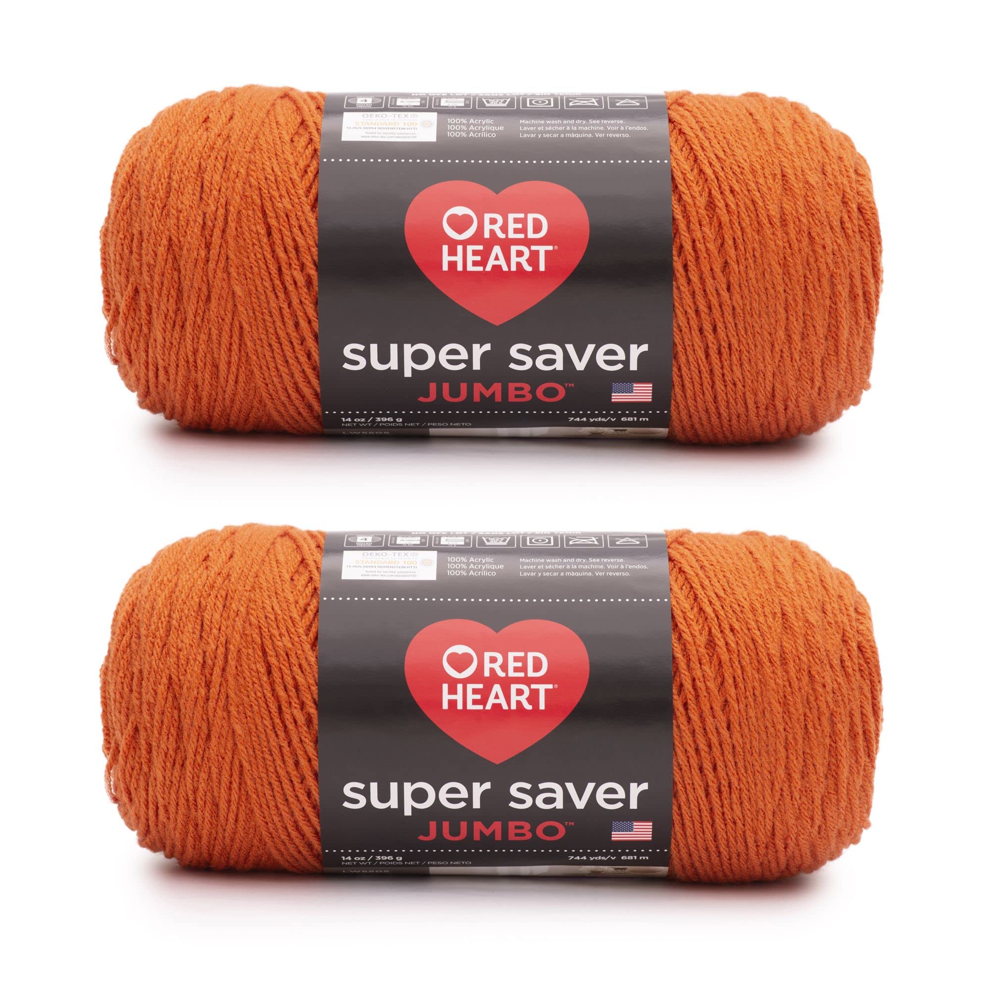 Amazon.com: Red Heart Super Saver Jumbo Carrot Yarn - 2 Pack of