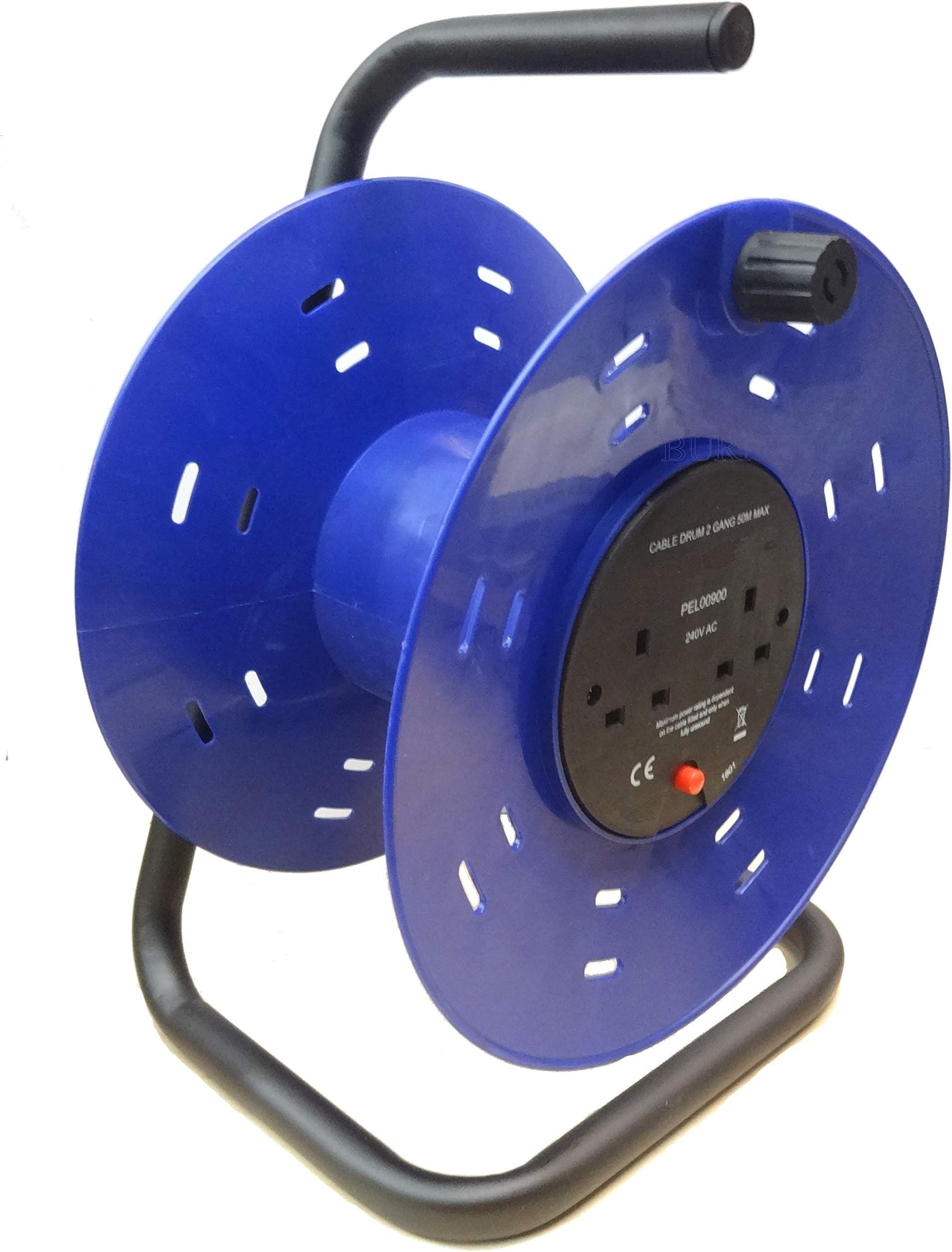Pro Elec PEL00900 2-Gang Plastic E MPty Cable Reel Dru m, 50 m